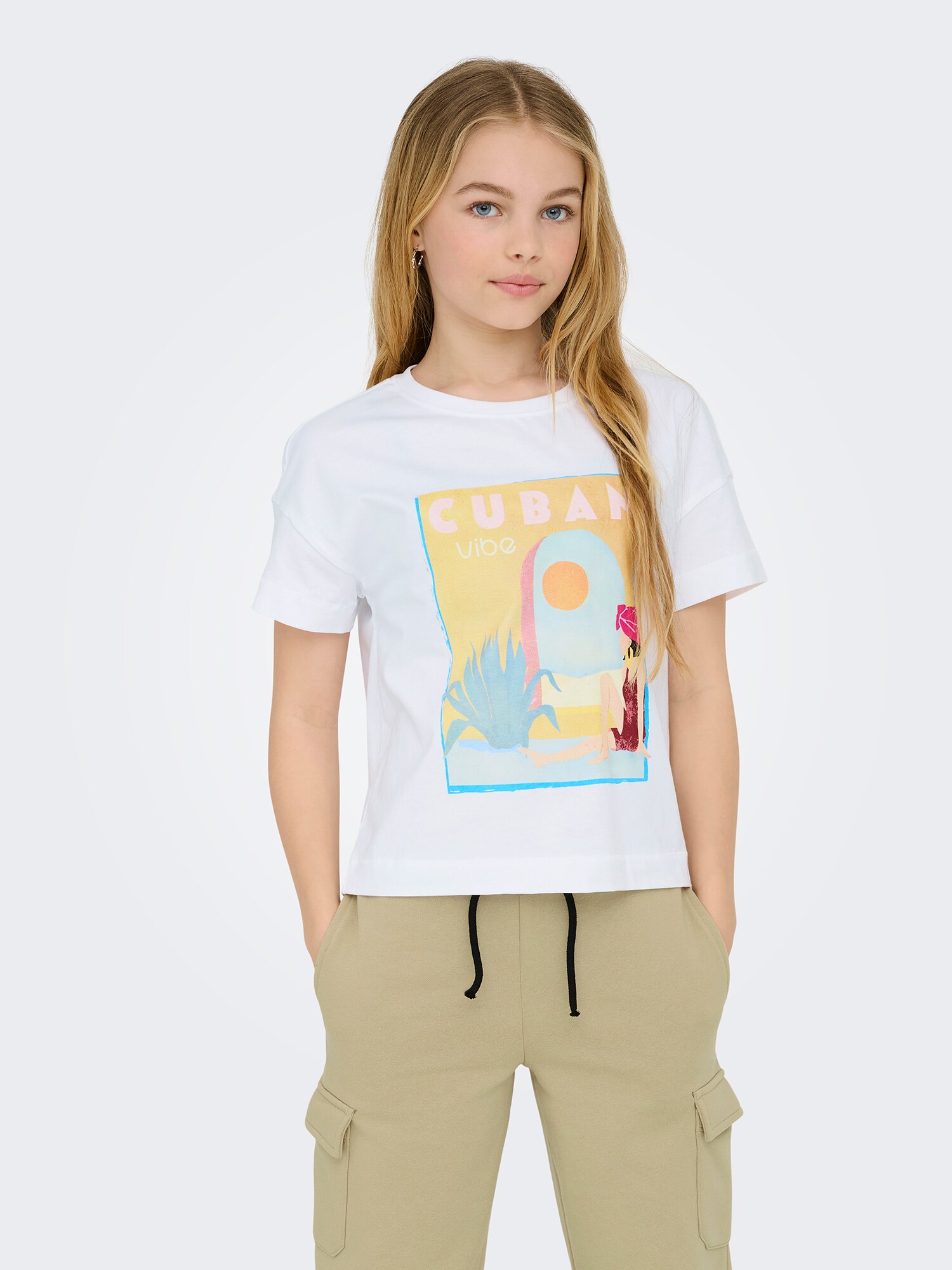 ONLY GIRLS Póló 'KOGVEGA'  azúr / méz / fukszia / fehér termék 2. képe
