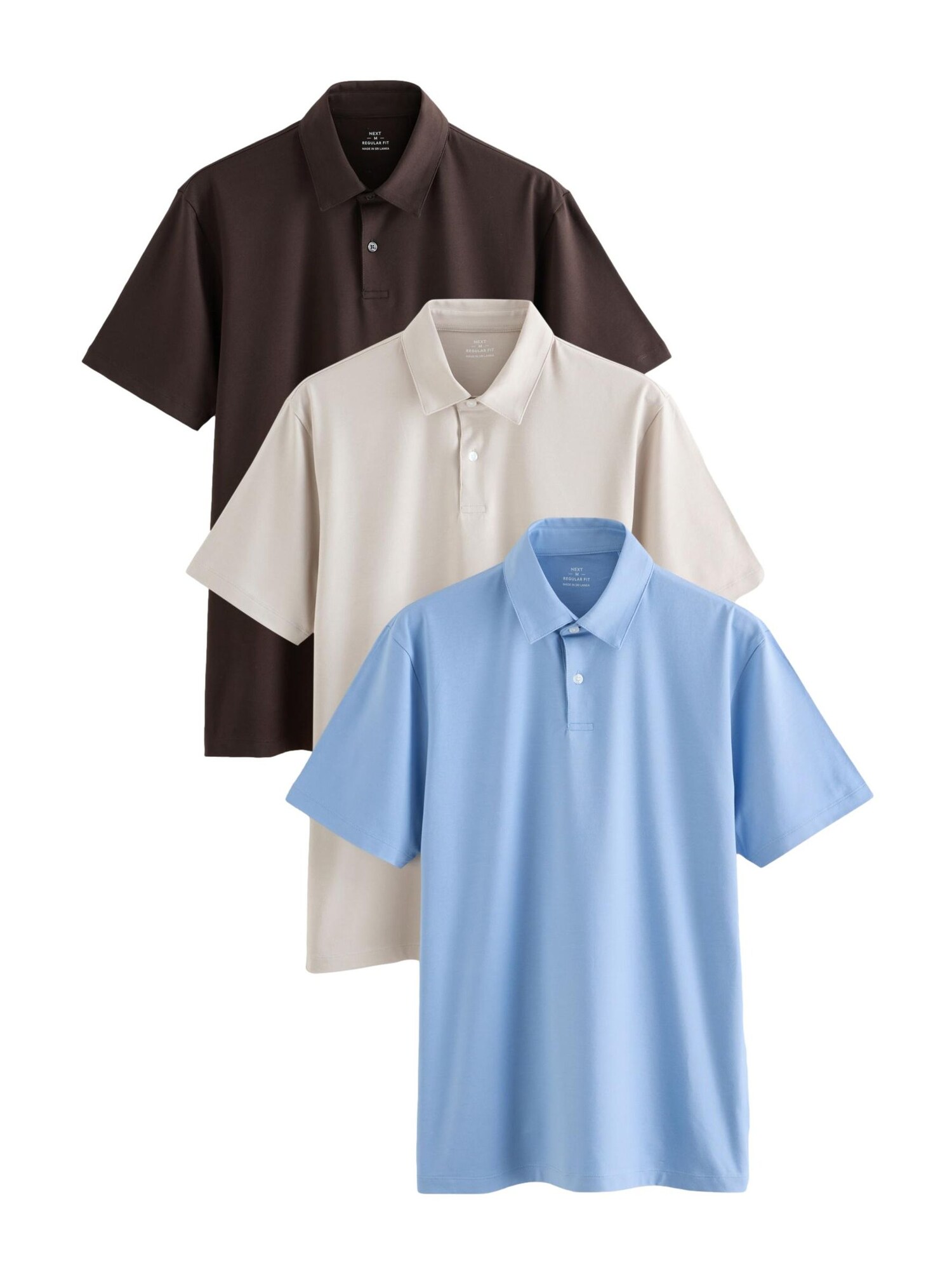 Next Tricou  ecru / azuriu / maro închis