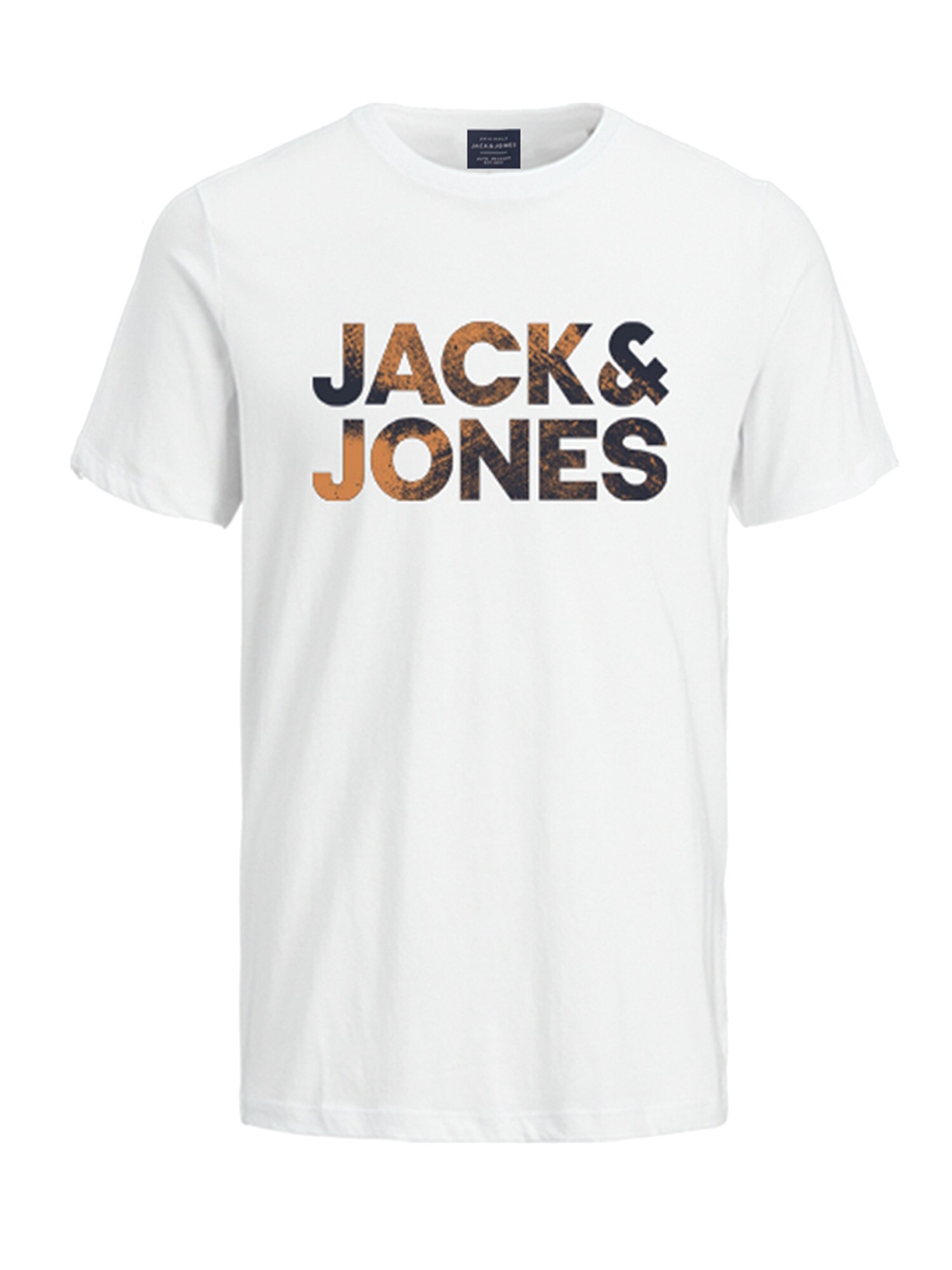 JACK & JONES Tričko 'Distressed'  oranžová / čierna / biela