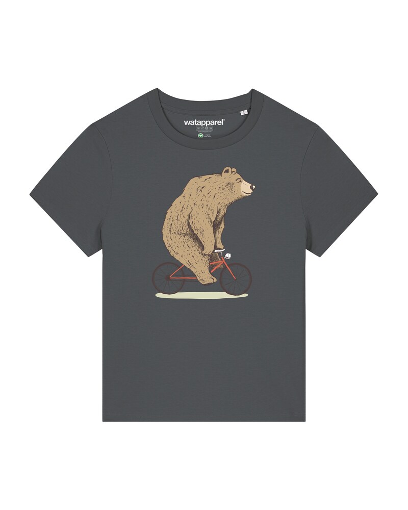 Watapparel T-Shirt ' Fahrradbär ' Damen Größe L anthrazit / mischfarben