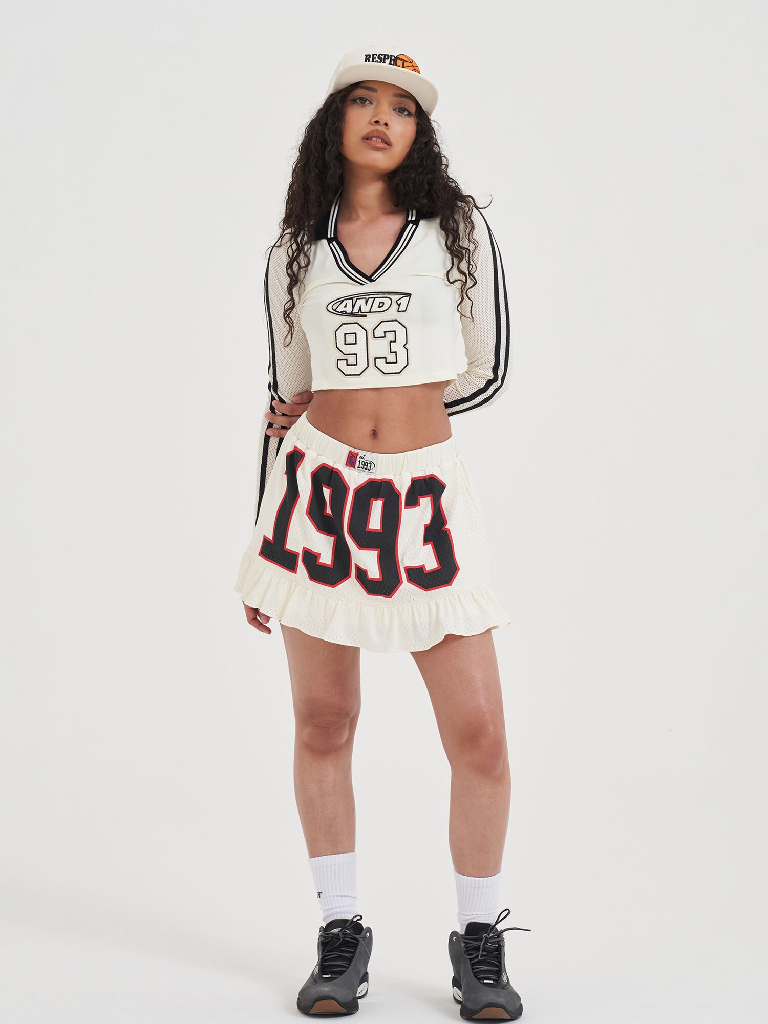 AND1 Falda '1993 Airtex'  ecru / rojo / negro – imagen 4
