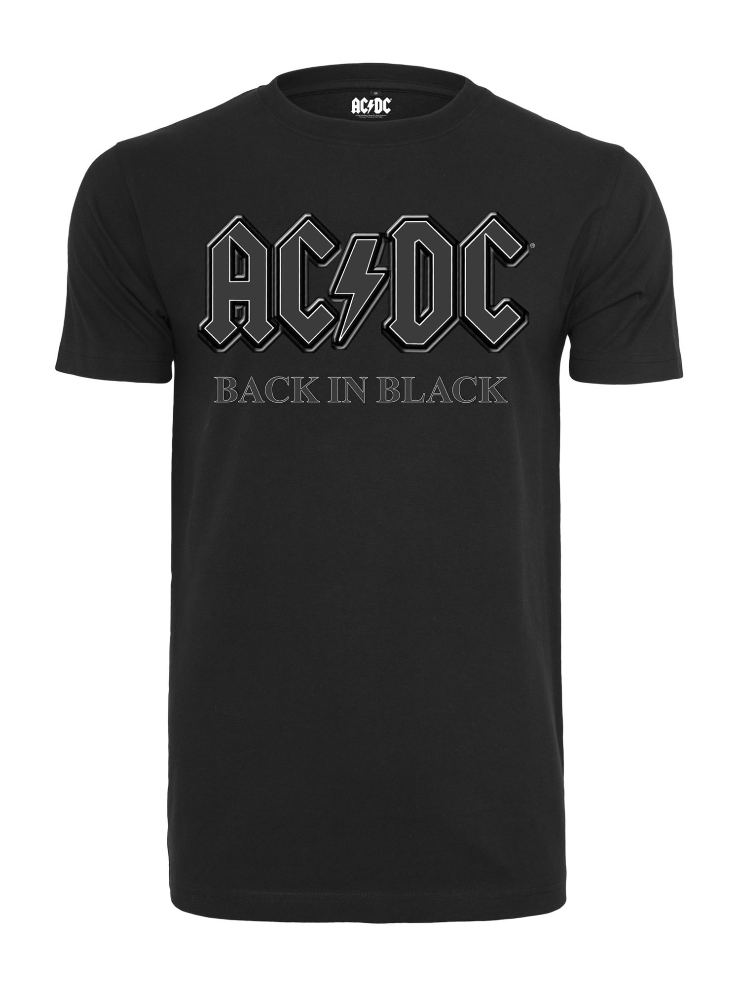 Mister Tee Marškinėliai 'ACDC Back In Black' juoda / balta / sidabro pilka