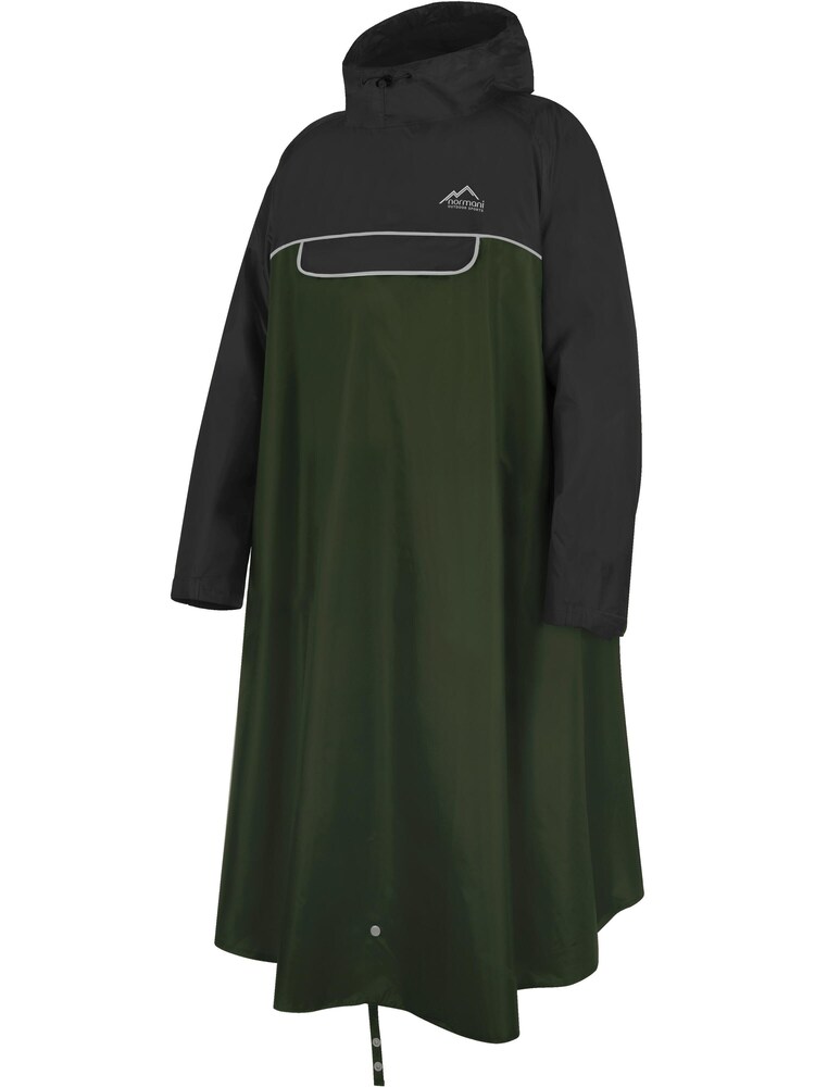 normani Regenponcho 'Quibdó' Damen Größe XL/XXL oliv / schwarz / weiß