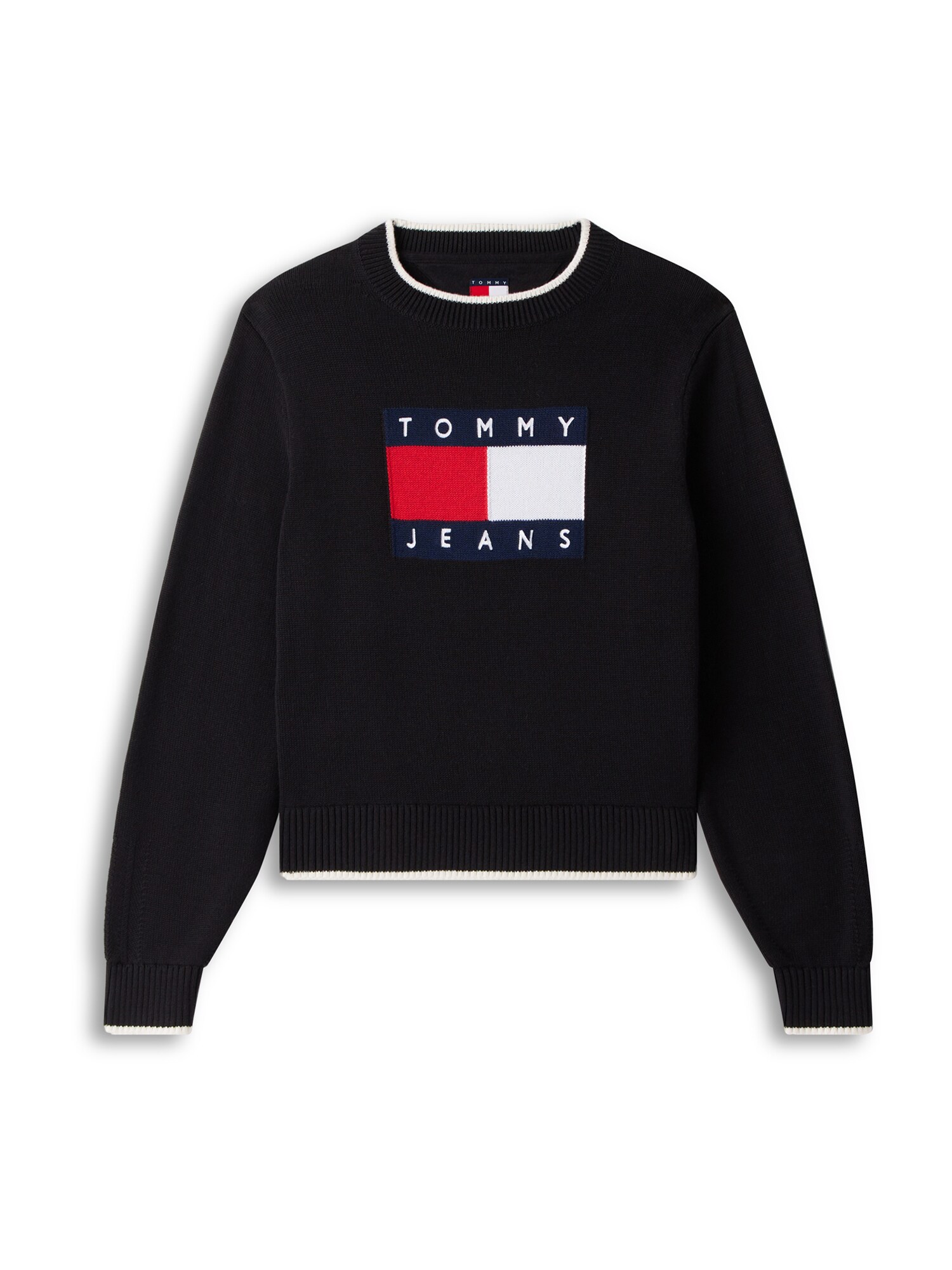 Tommy Jeans Sveter  tmavomodrá / červená / čierna / biela