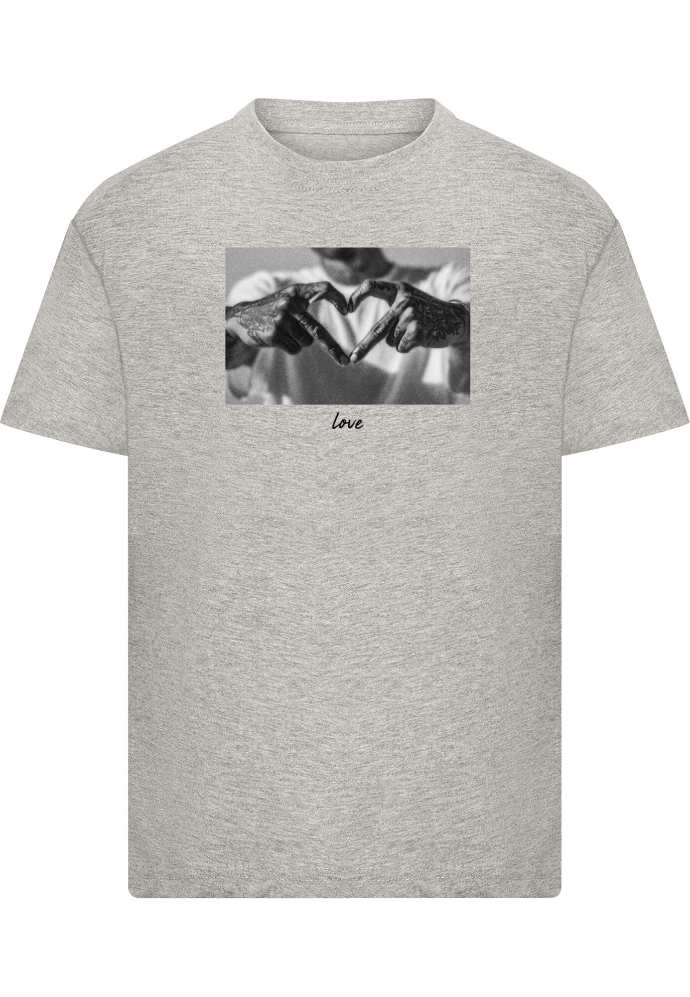 Mister Tee Tricou Heart Sign gri amestecat / negru / alb