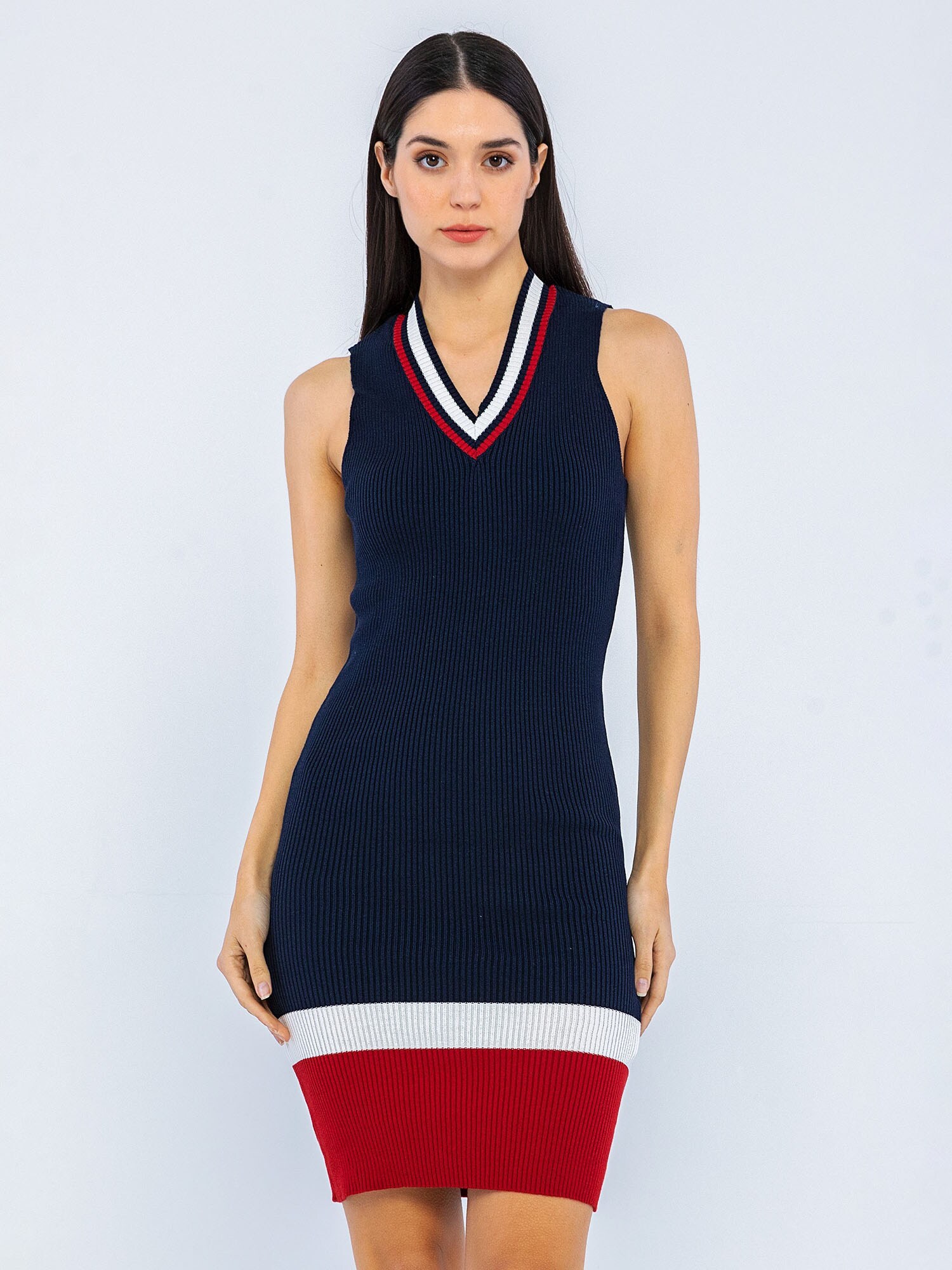 Dandalo Rochie tricotat  bleumarin / roșu / alb