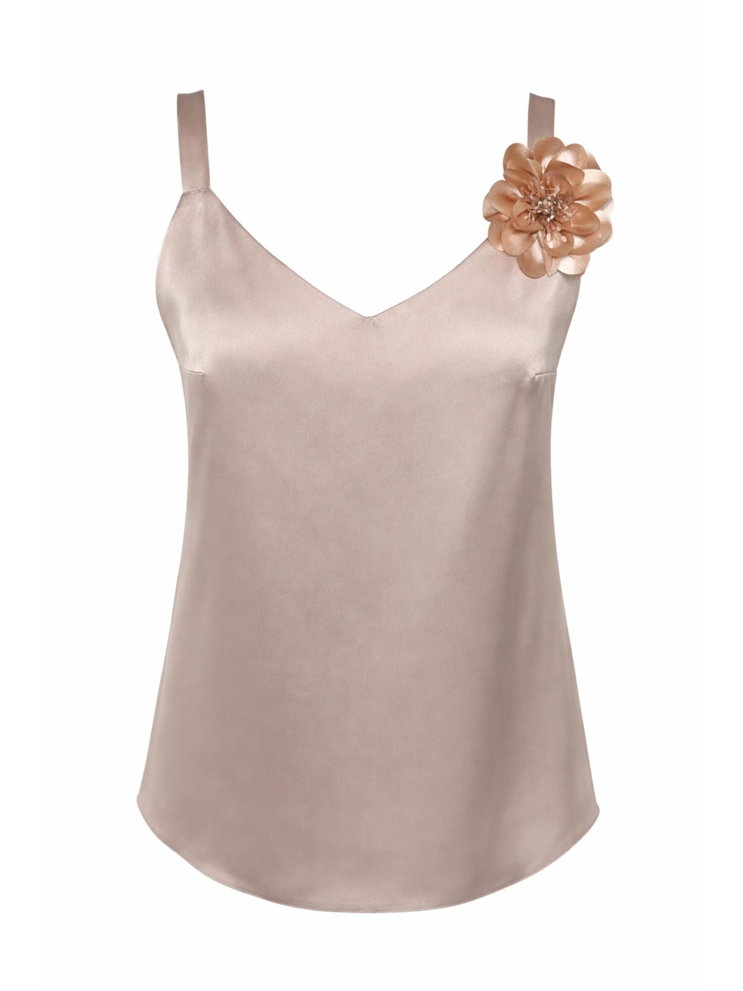REGINA FASHION Top 'V-Neck Satin Top with 3D Flower Detail'  béžová