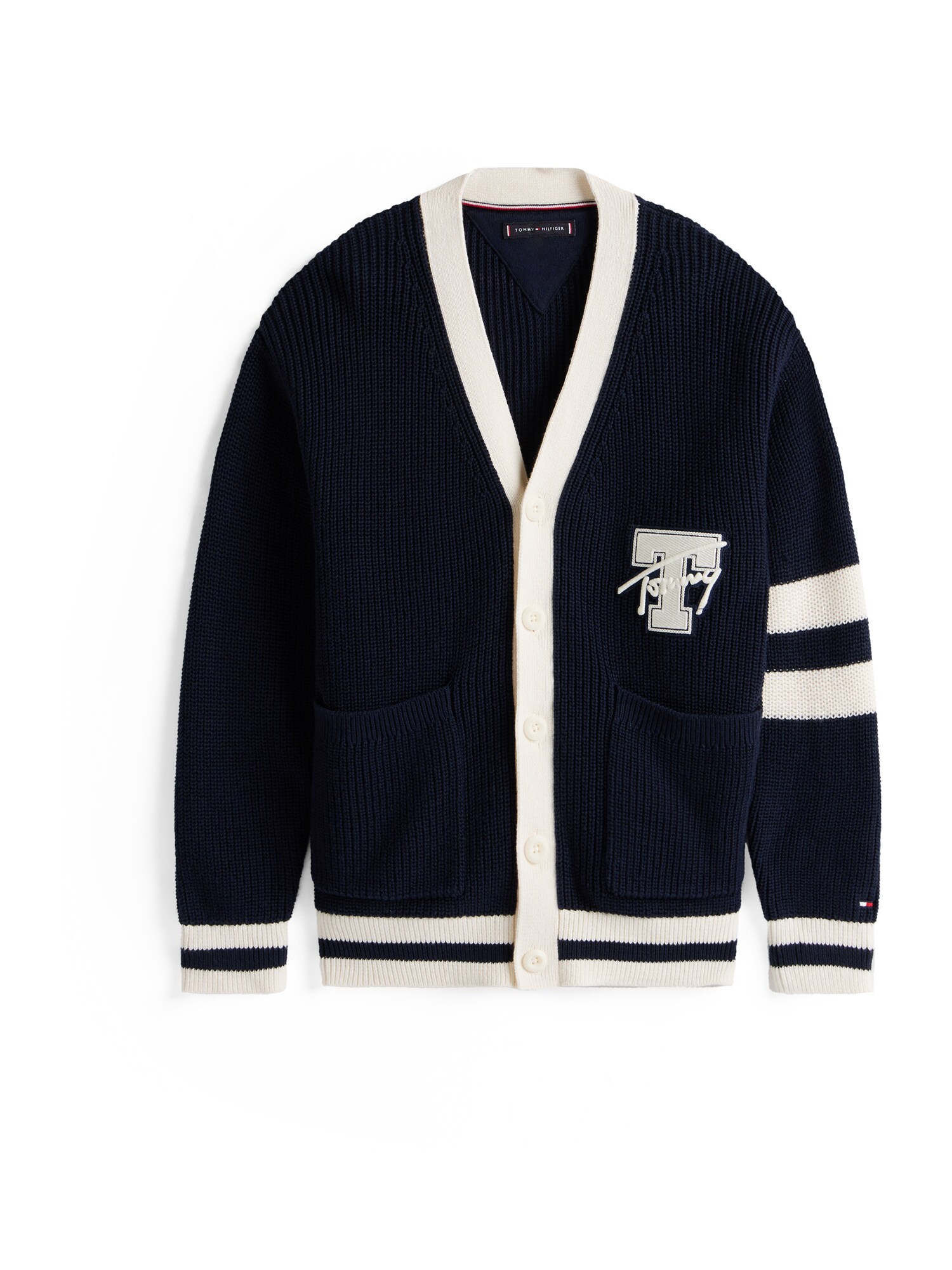 TOMMY HILFIGER Geacă tricotată VARSITY  bleumarin / alb