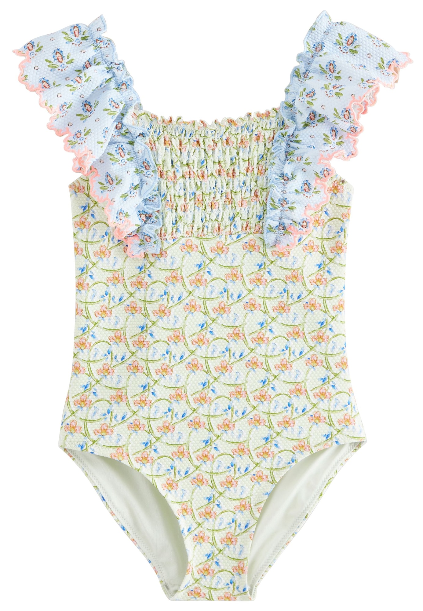 Next Costum de baie întreg  albastru deschis / verde măr / verde pastel / rosé