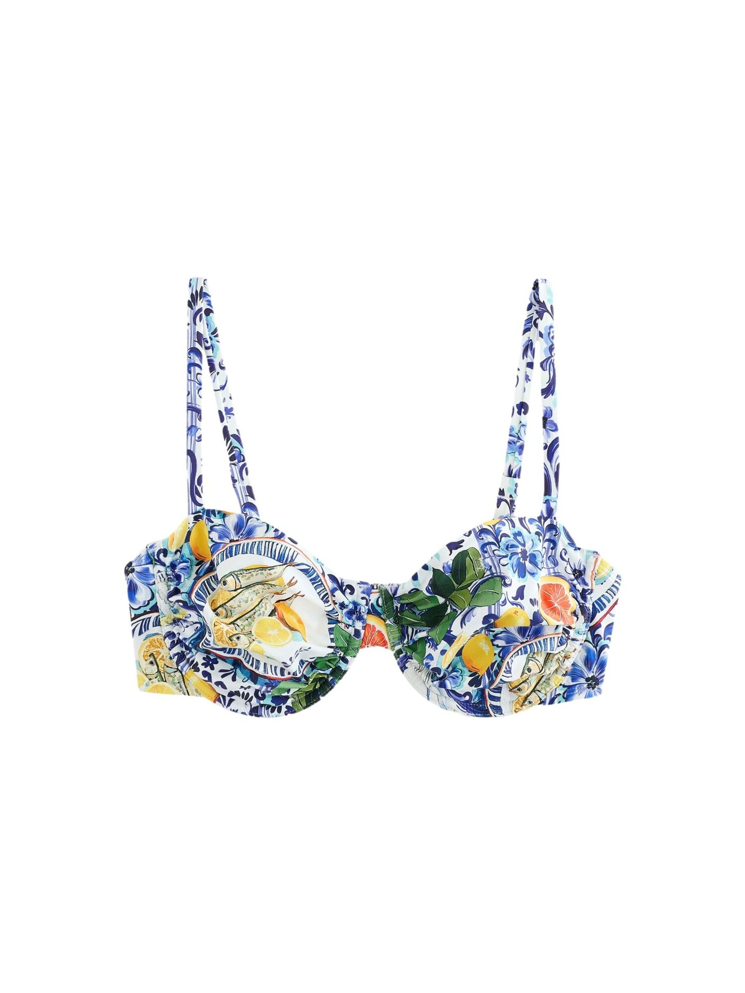 Next Sutien costum de baie  albastru închis / galben lămâie / oliv / alb