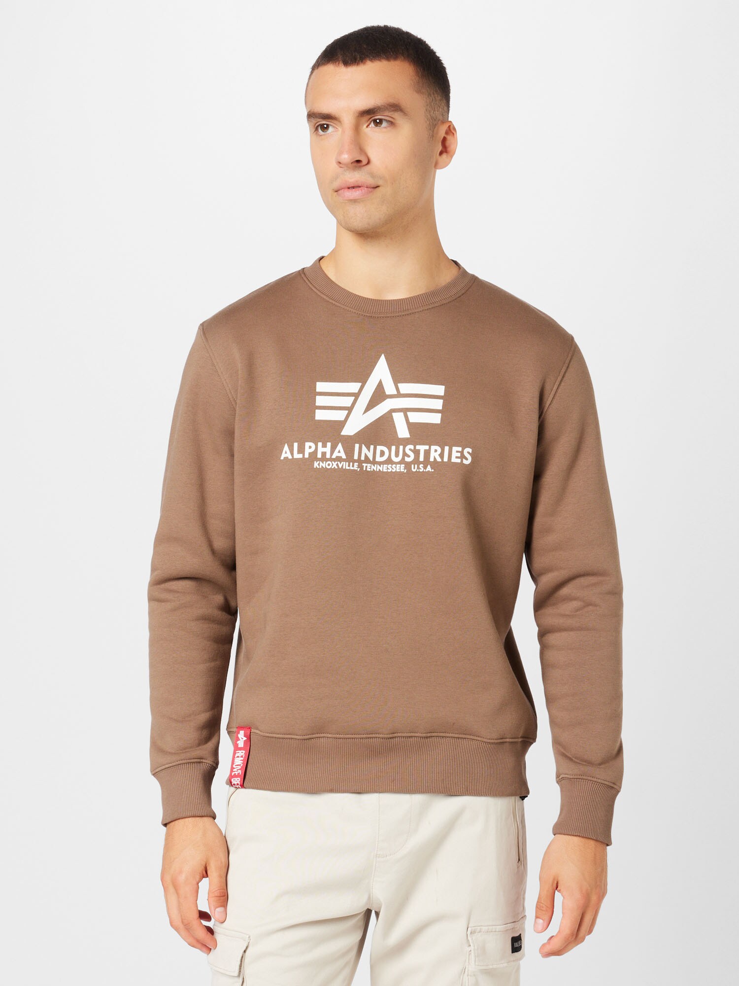 ALPHA INDUSTRIES Tréning póló  taupe / fehér termék 2. képe