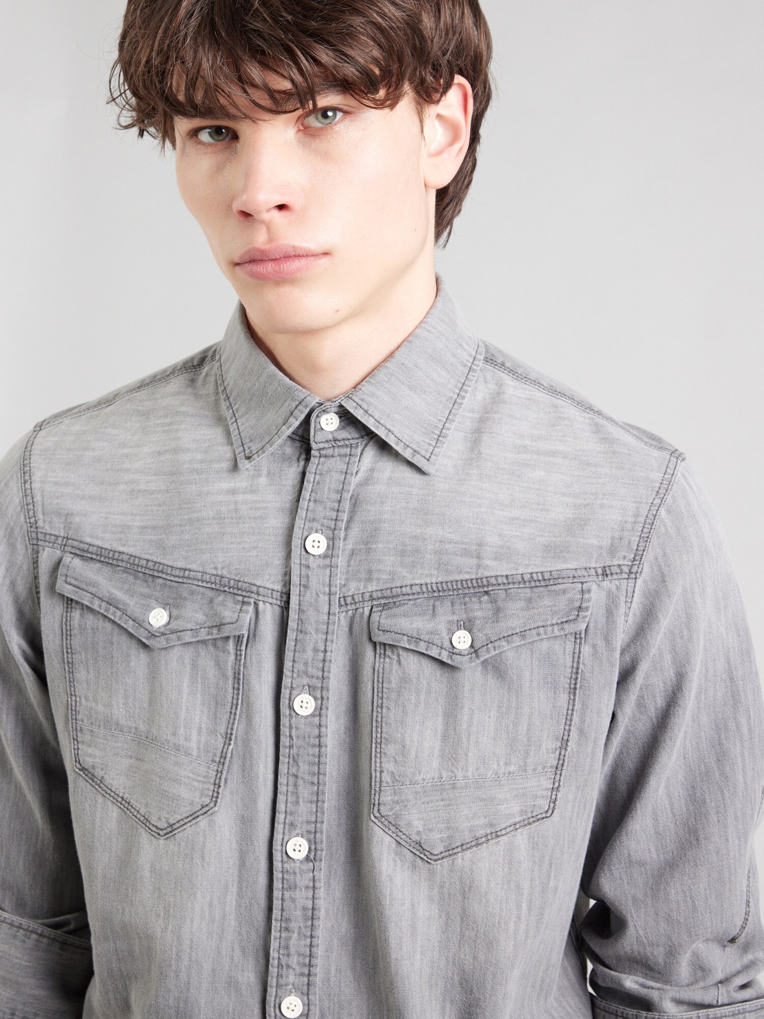 G-STAR Košeľa sivý denim (obrázok 5)