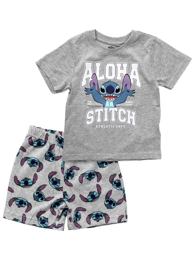 DISNEY Schlafanzug 'Lilo & Stitch' Jungen Größe 104 saphir / graumeliert / mauve / weiß