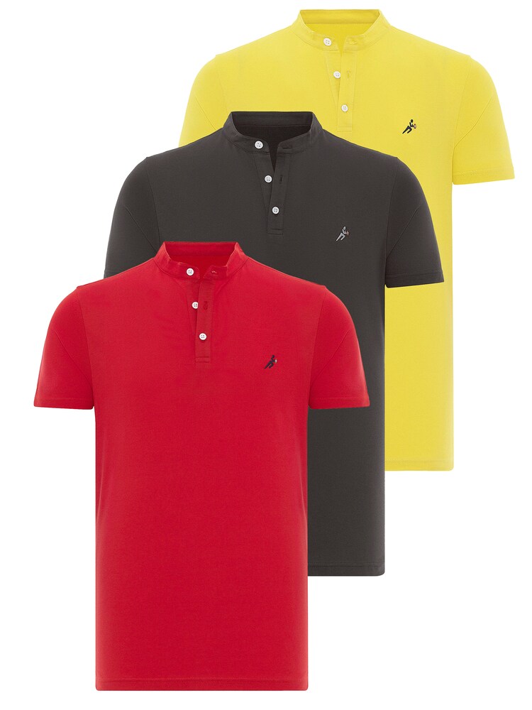 Moxx Paris Shirt Herren Größe XXXL gelb / dunkelgrau / knallrot