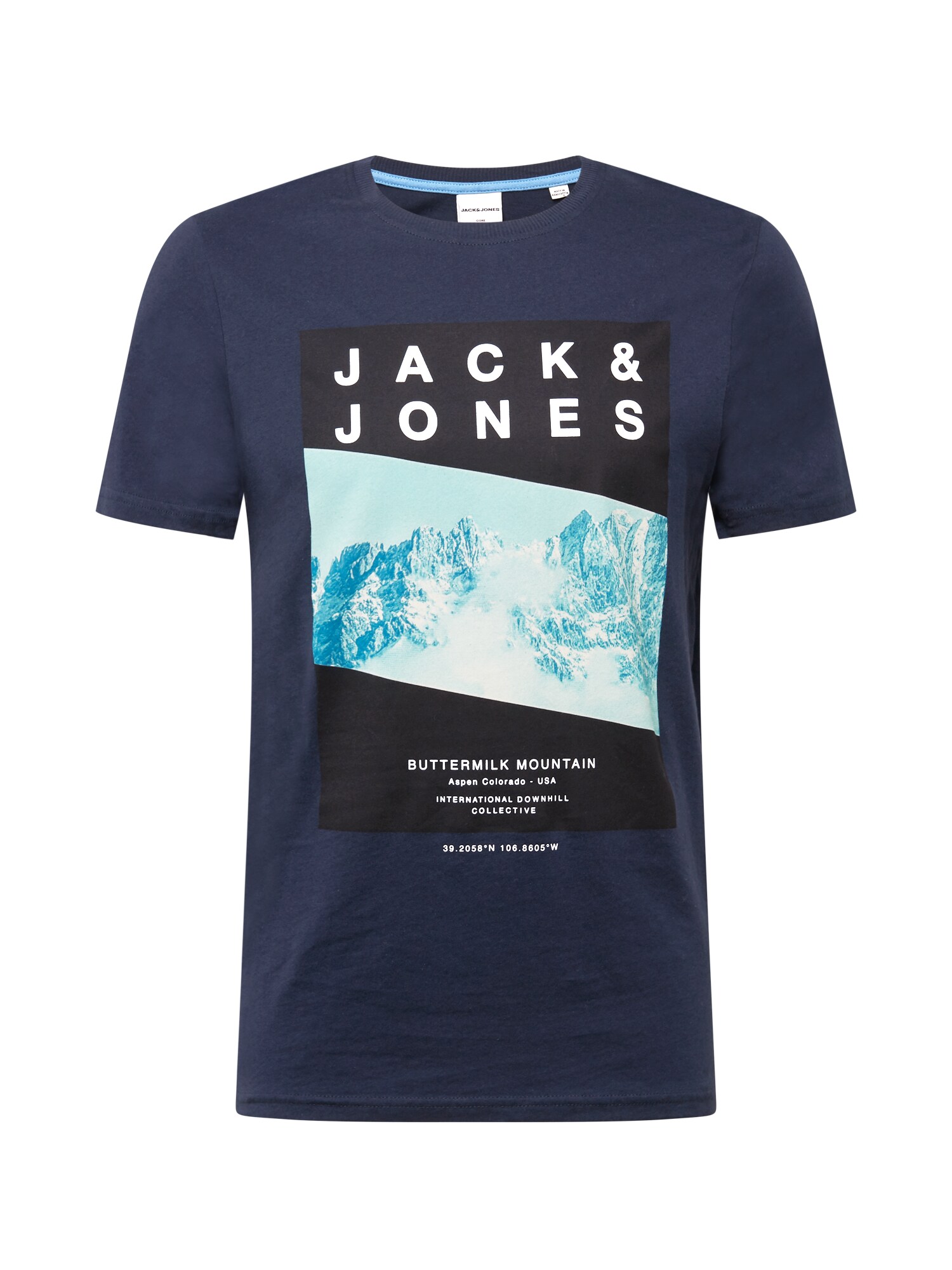 JACK & JONES Marškinėliai  nakties mėlyna / šviesiai mėlyna