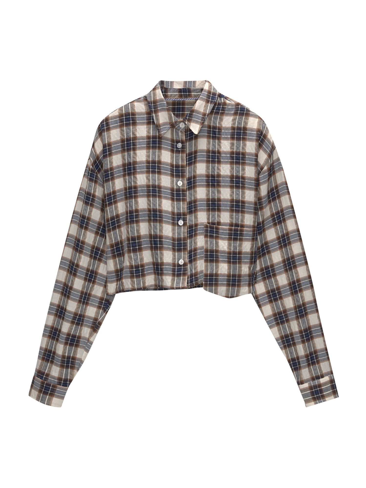 Pull&Bear Bluză  albastru fumuriu / albastru închis / maro / alb murdar