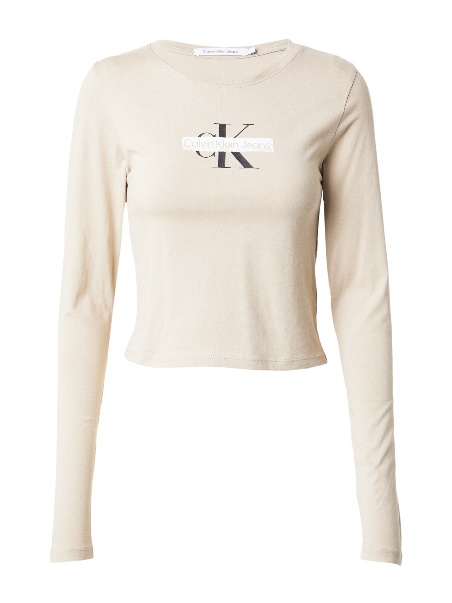 Calvin Klein Jeans Majica 'SEASONAL'  greige / črna / bela