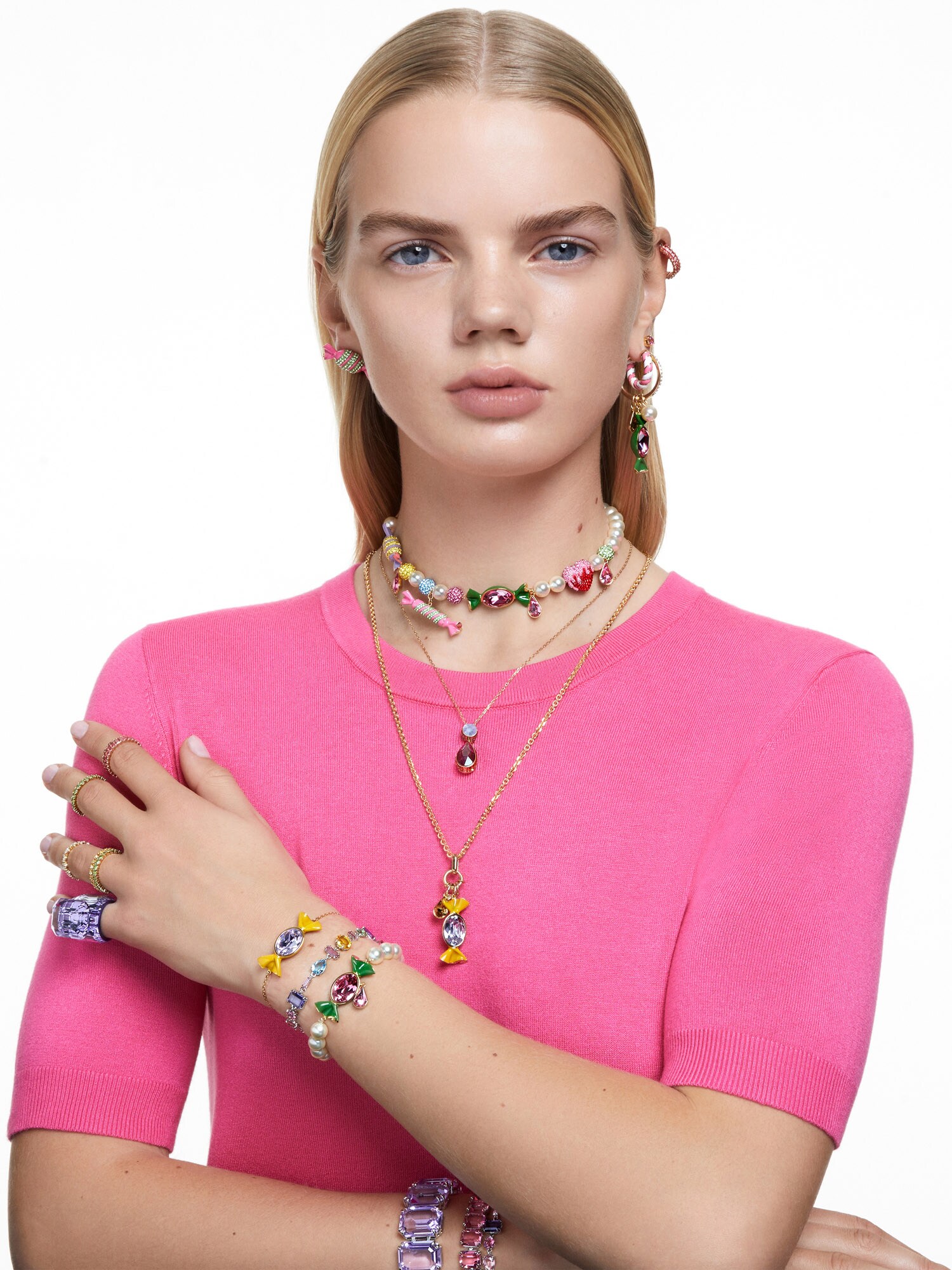 Swarovski Fülbevalók  arany / rózsa termék 2. képe
