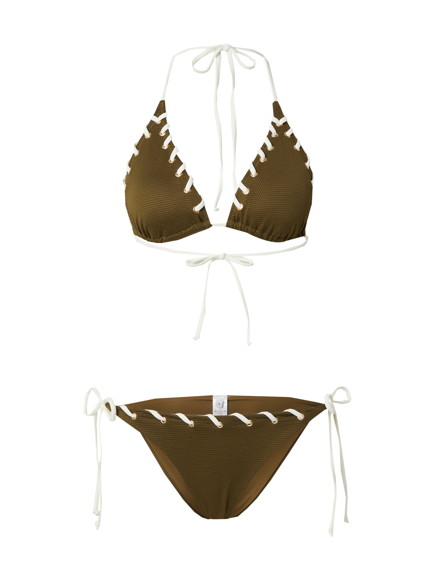 Trendyol Costum de baie două piese  oliv / alb