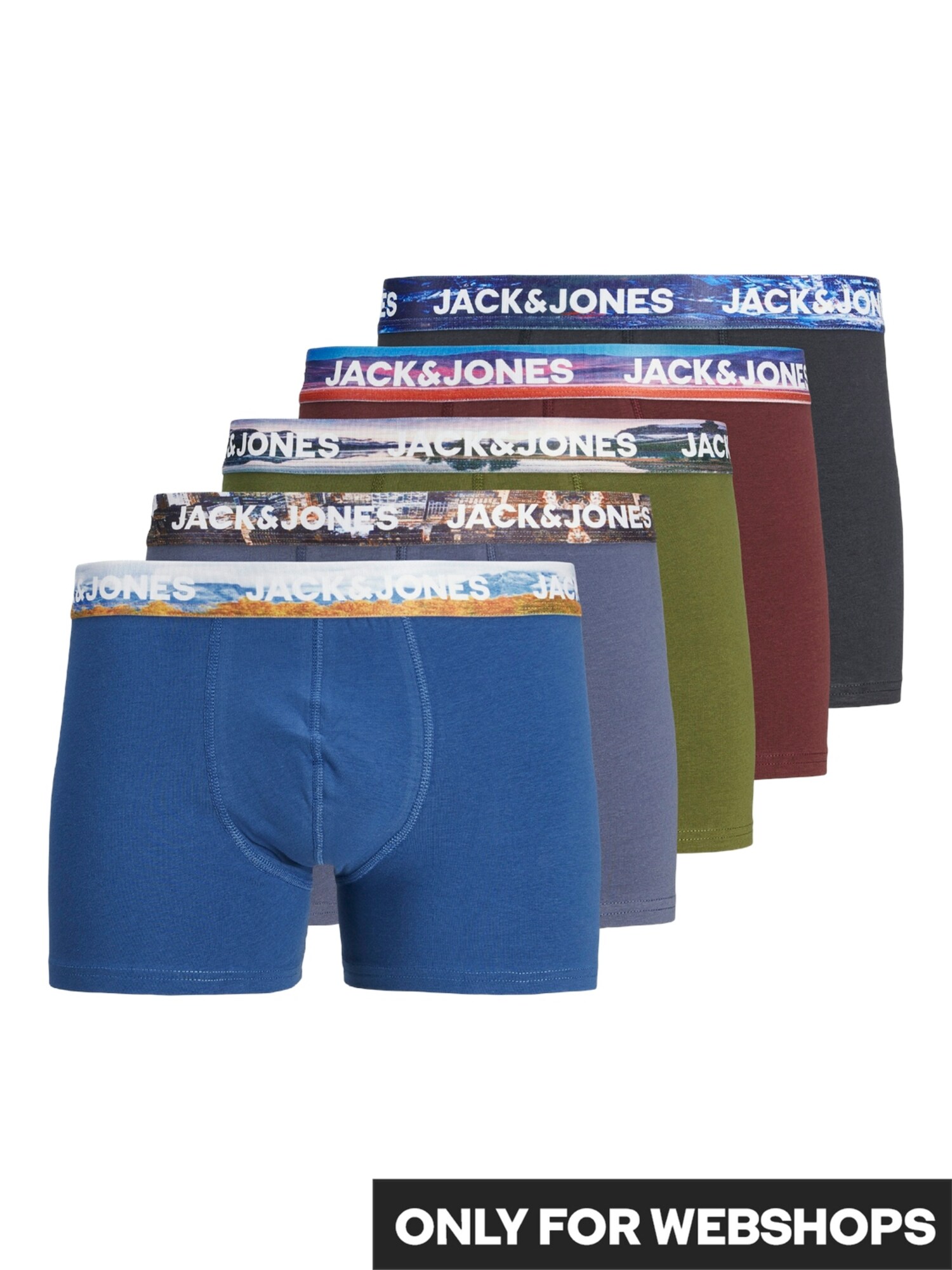 JACK & JONES Boxerky 'JACWAYNE'  modrá / opálová / karmínovo červená / čierna