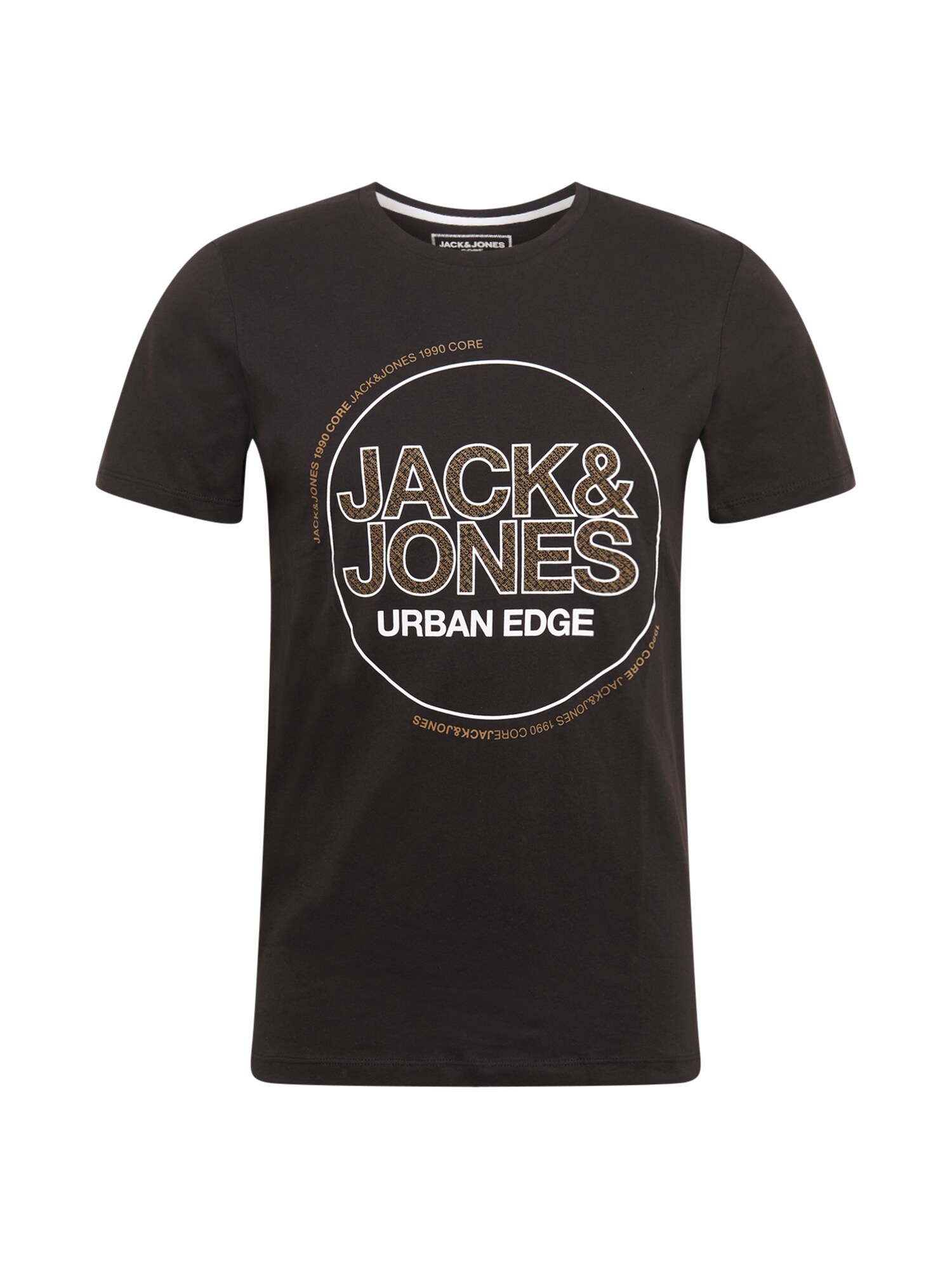 JACK & JONES Marškinėliai  juoda / balta / karamelės