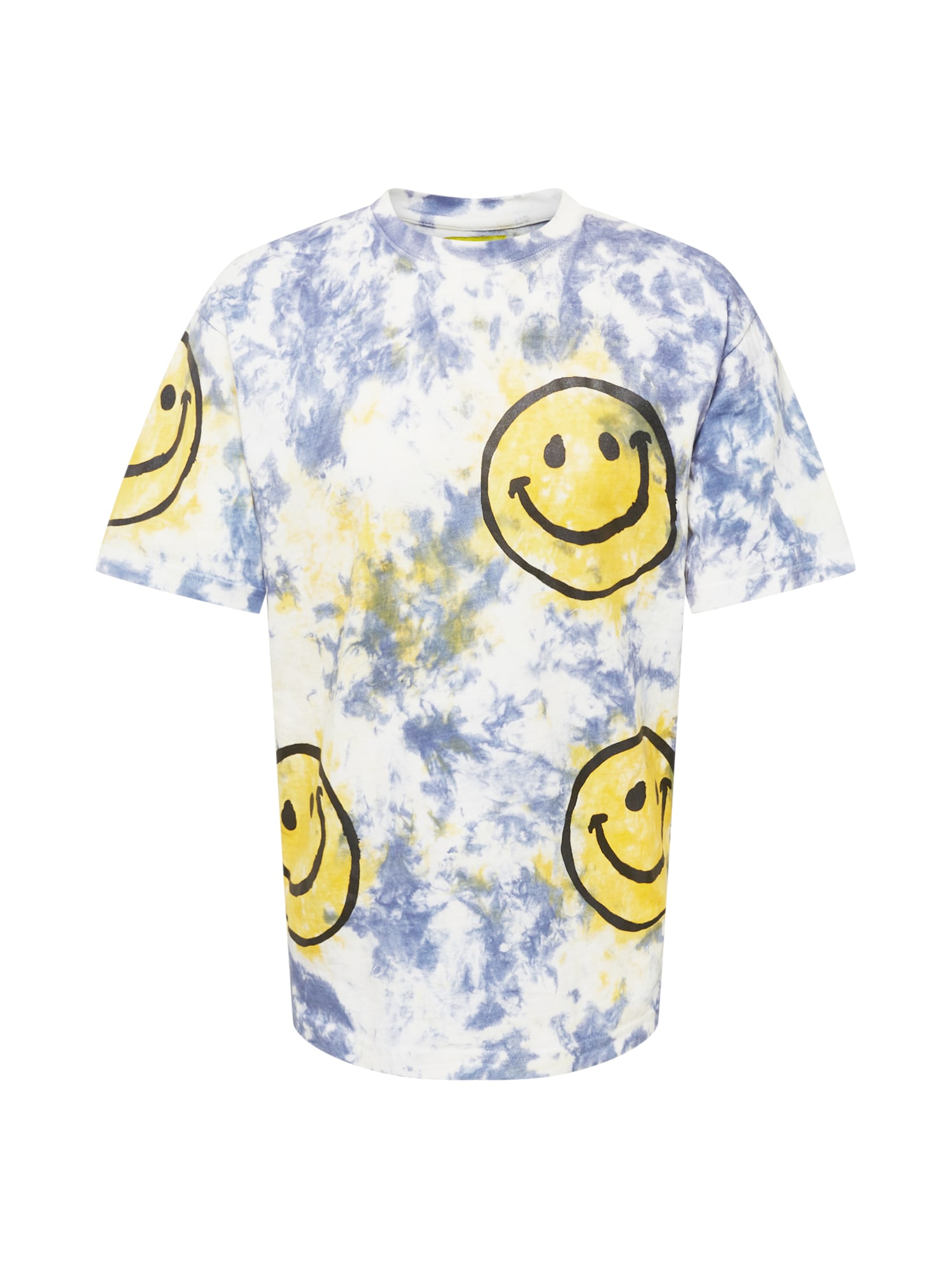MARKET Тениска 'SMILEY SUN DYE'  жълто / черно / бяло