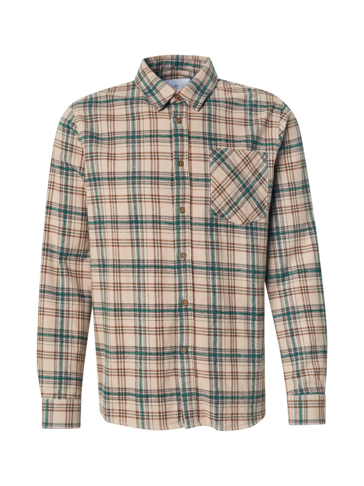 Kronstadt Hemd 'Gavel' Herren Größe XXL beige / dunkelbeige / grün