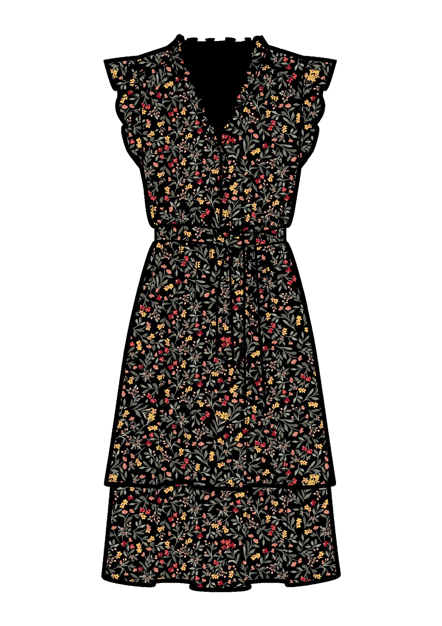 Apricot Ruffle Floral Mini Dress