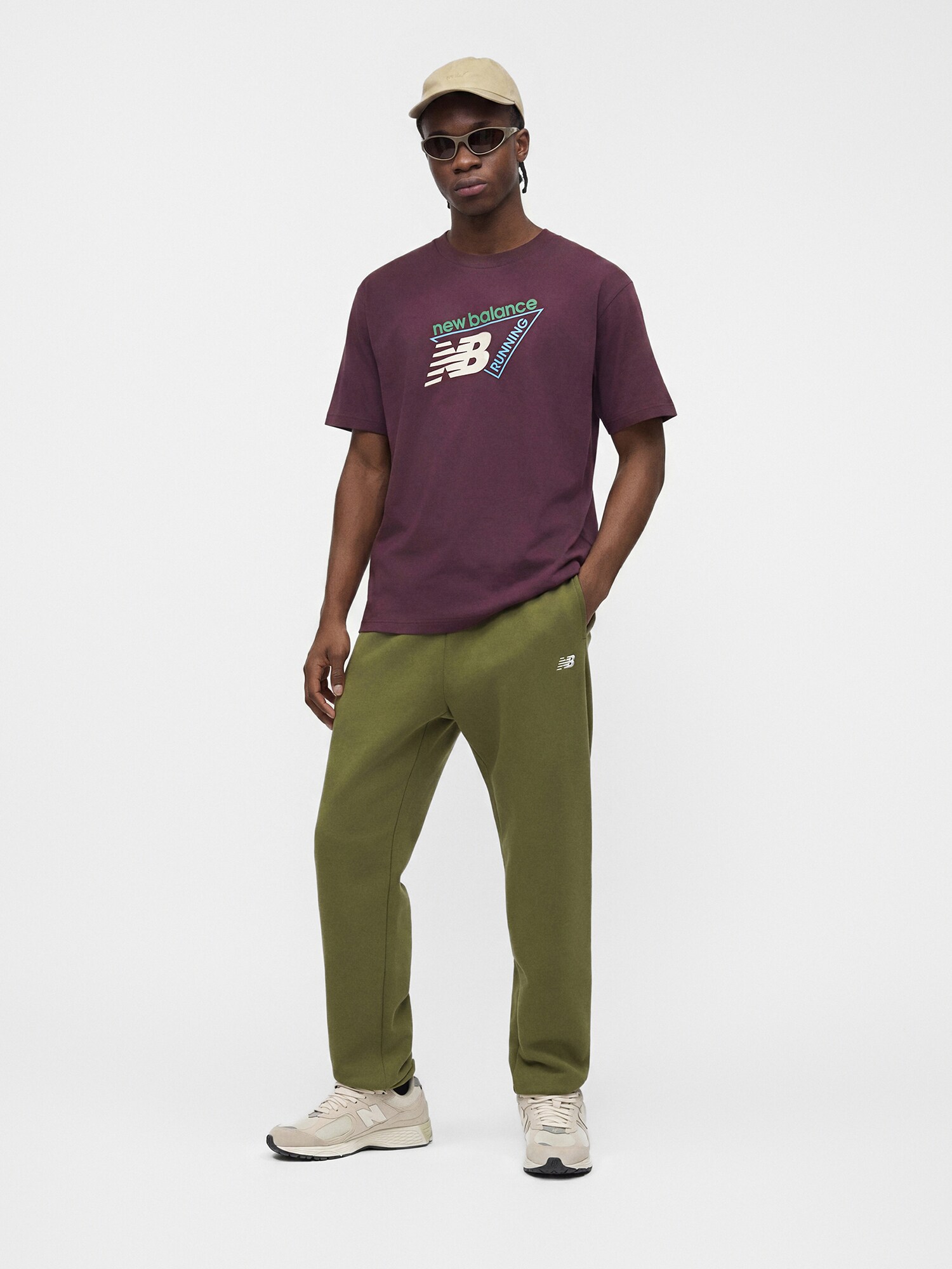 New balance Camiseta  azul claro / verde claro / rojo vino / blanco – imagen 4