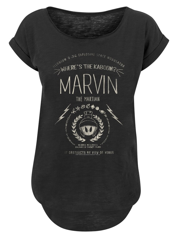 F4NT4STIC T-Shirt 'Marvin The Martian Where's The Kaboom' Damen Größe XXXL hellgrau / schwarz