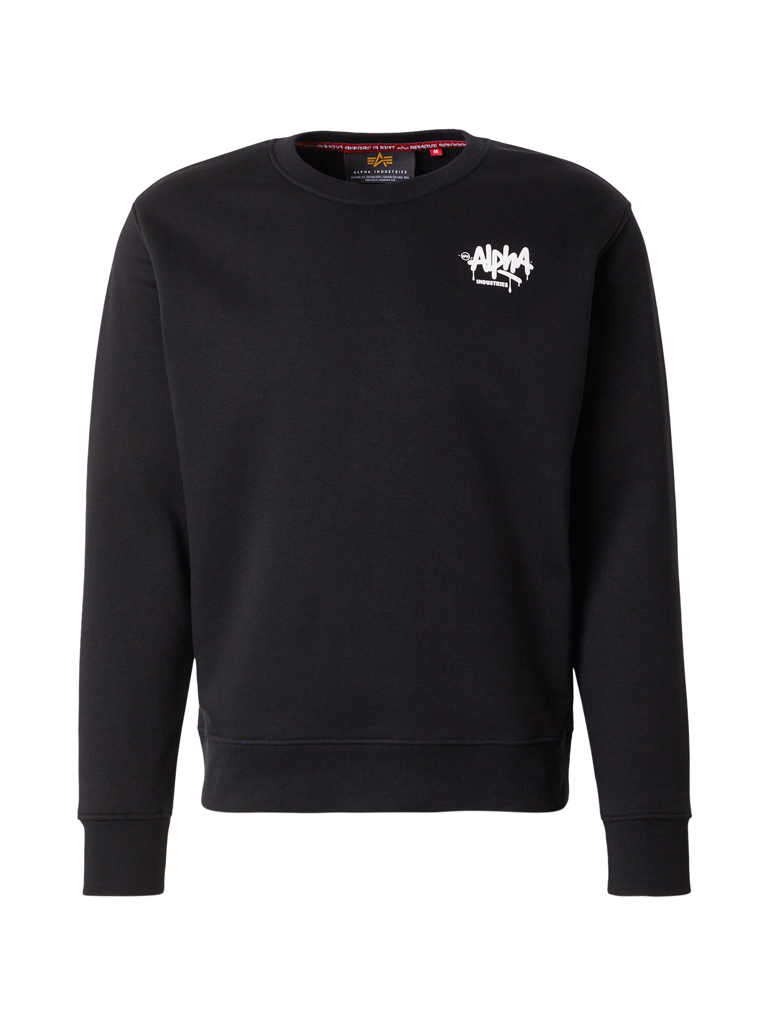 ALPHA INDUSTRIES Bluză de molton  negru / alb