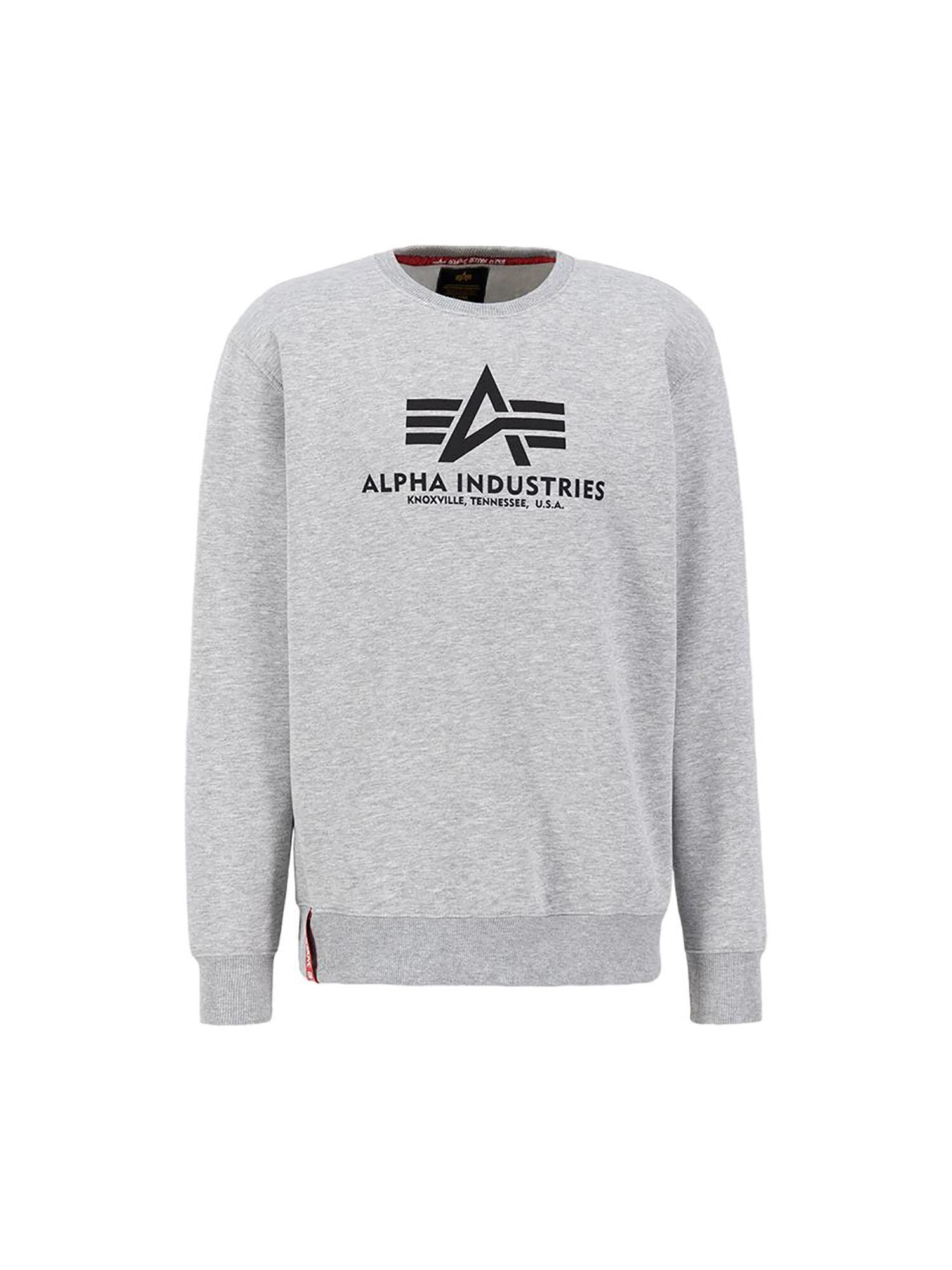 ALPHA INDUSTRIES Bluză de molton  gri deschis / negru