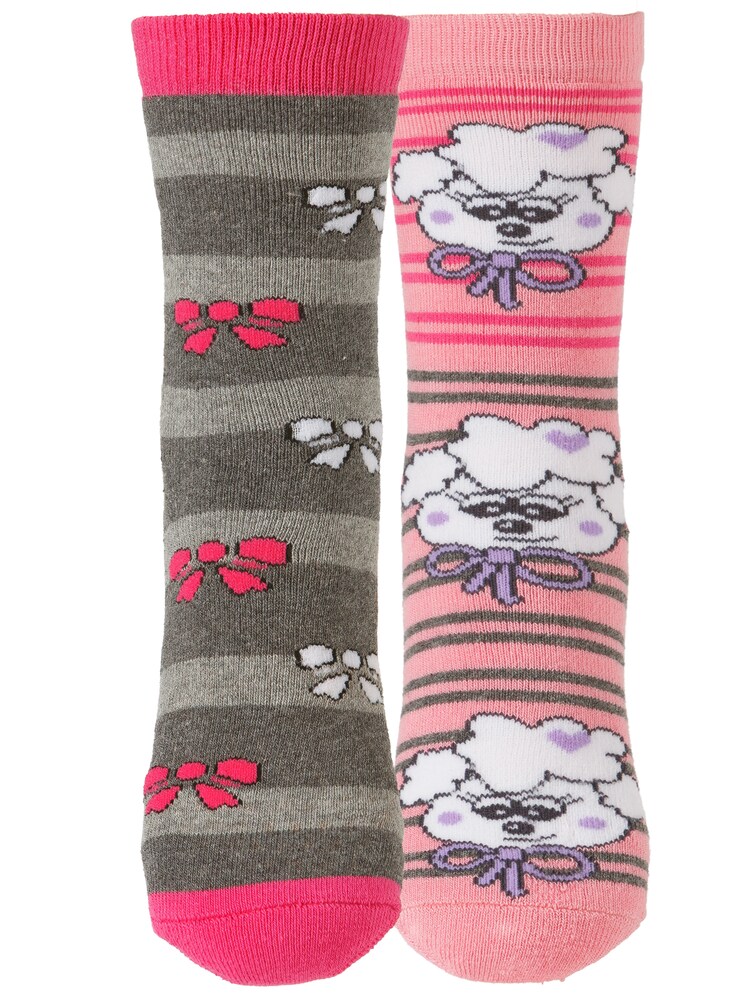 Yenita Socken Mädchen Größe 35/38 graumeliert / pink / fuchsia / weiß