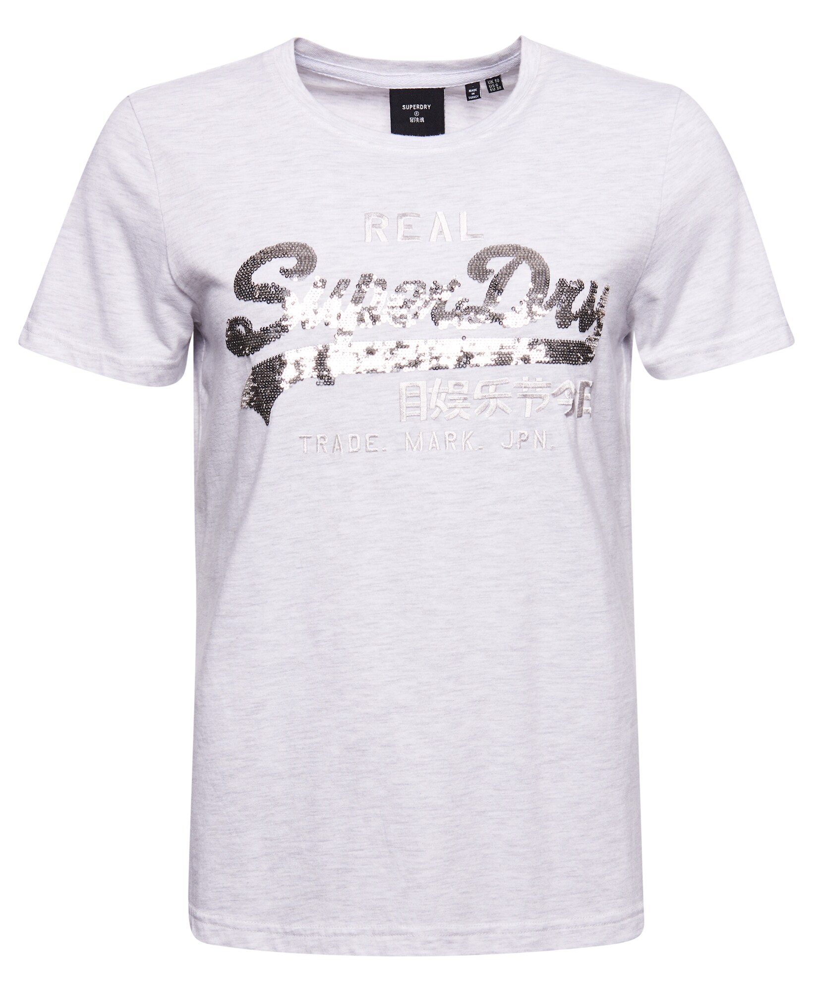 Superdry Marškinėliai 'SEQUIN'  margai balta / sidabrinė