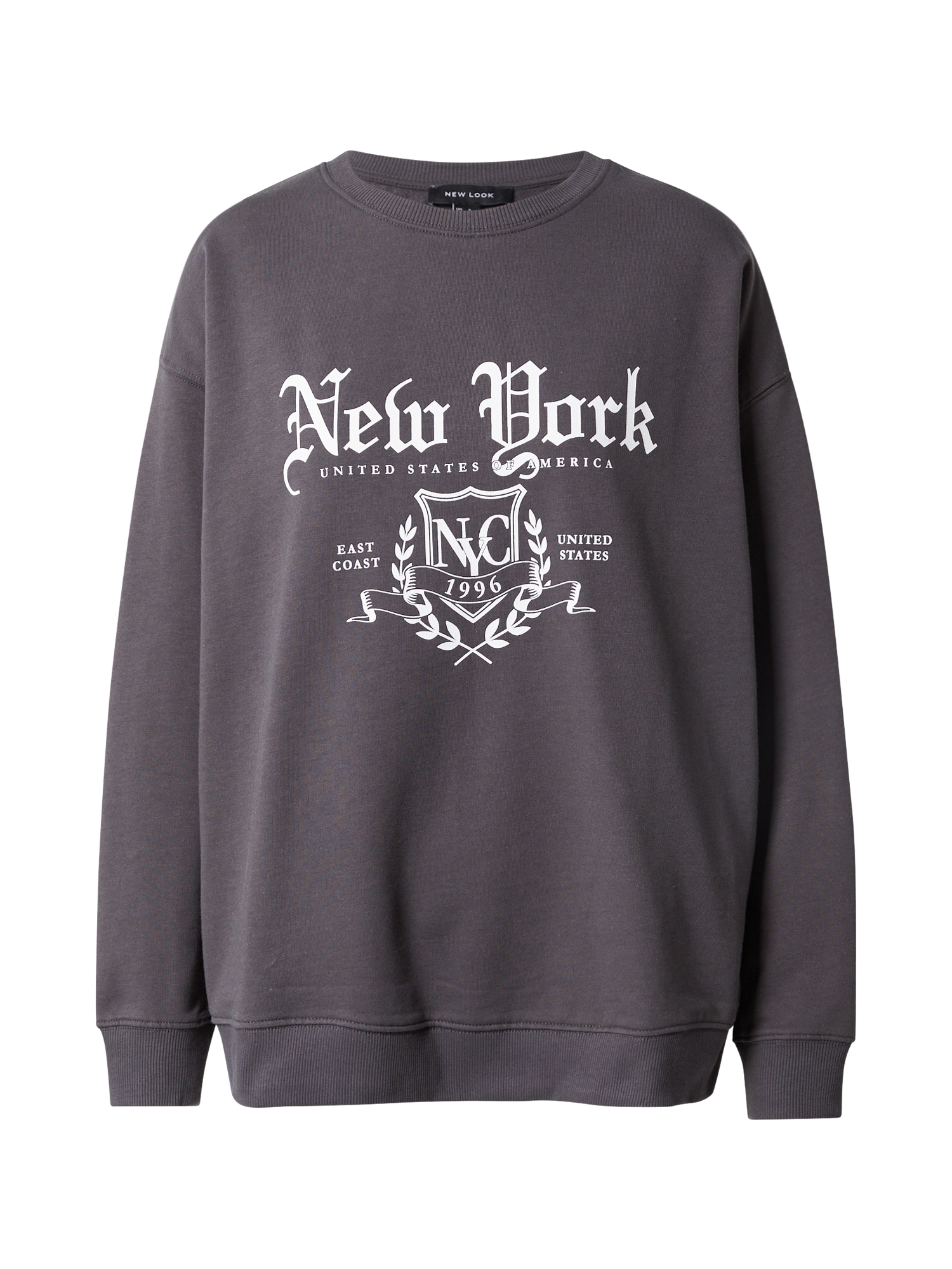 NEW LOOK Sweater majica 'NEW YORK'  tamo siva / bijela