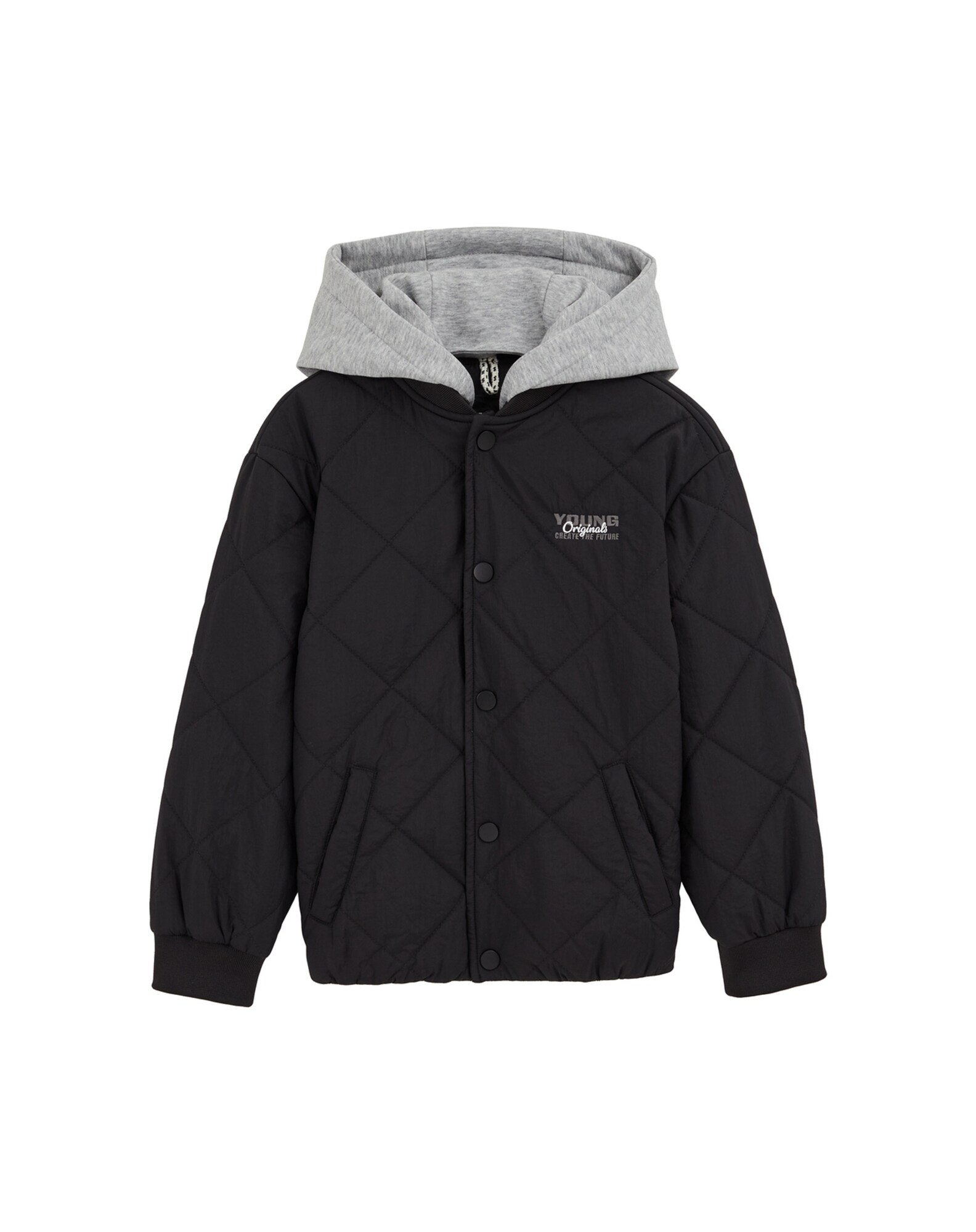 WE Fashion Geacă de primăvară-toamnă  gri deschis / negru