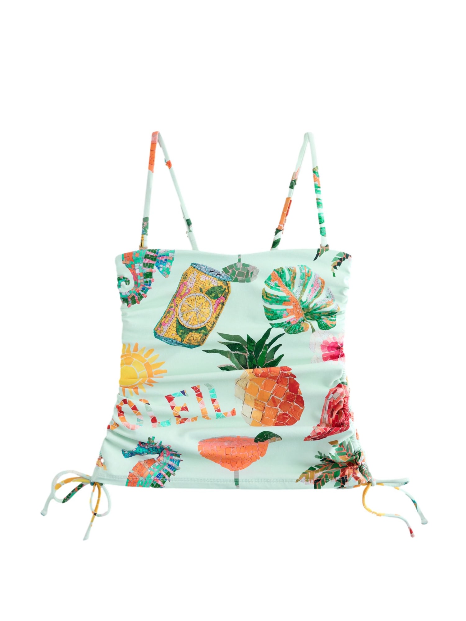Next Tankini top galben închis / verde mentă / verde închis / portocaliu închis