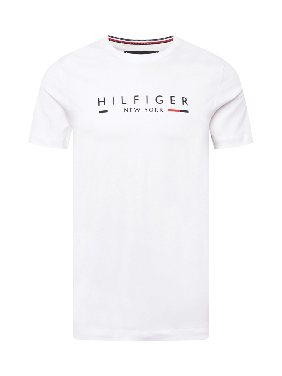 T-shirt 'Slim NYC Logo' marinblå / röd