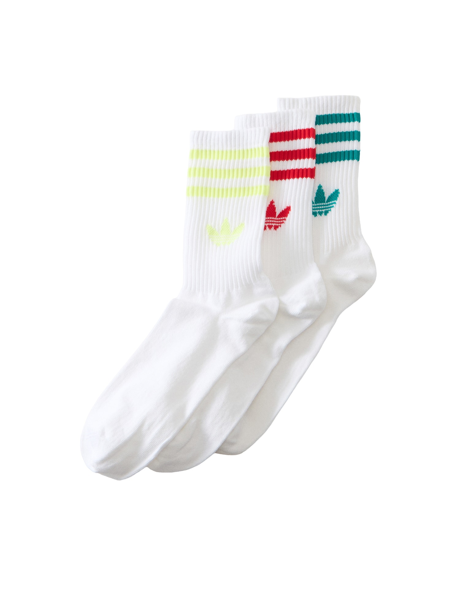 ADIDAS ORIGINALS Șosete 3 STRIPES CREW SOCKS 3 galben pastel / verde jad / roșu / alb