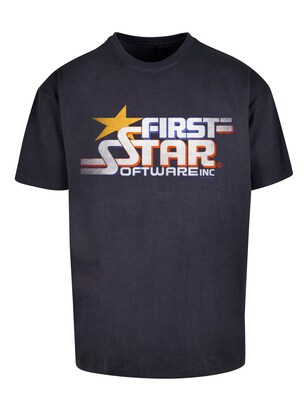 F4NT4STIC Shirt ‘FIRSTSTAR Inc Retro Gaming SEVENSQUARED’ Blauw / Navy / Geel / Oranje / Wit