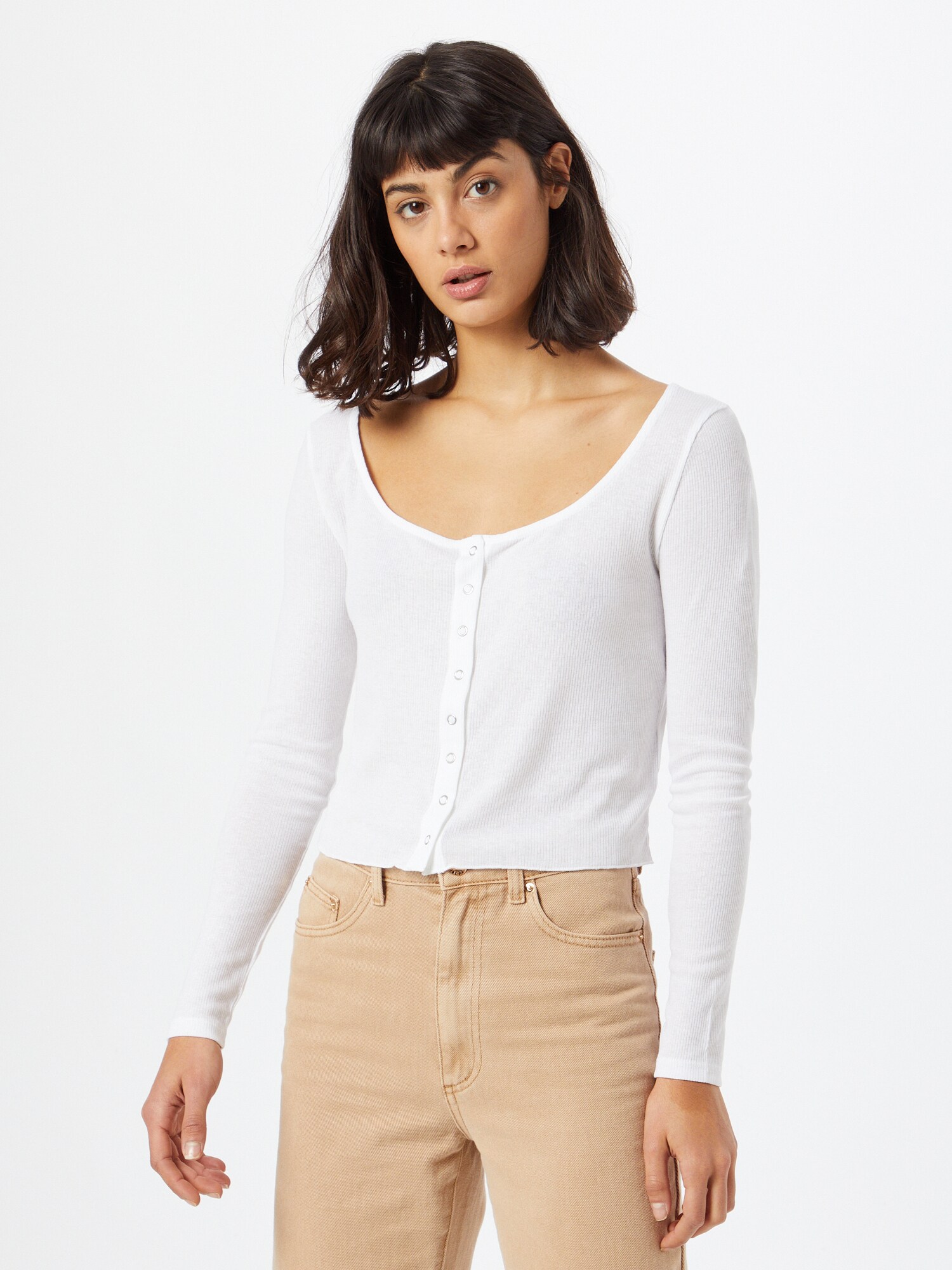 NU-IN Tričko 'Henley'  biela