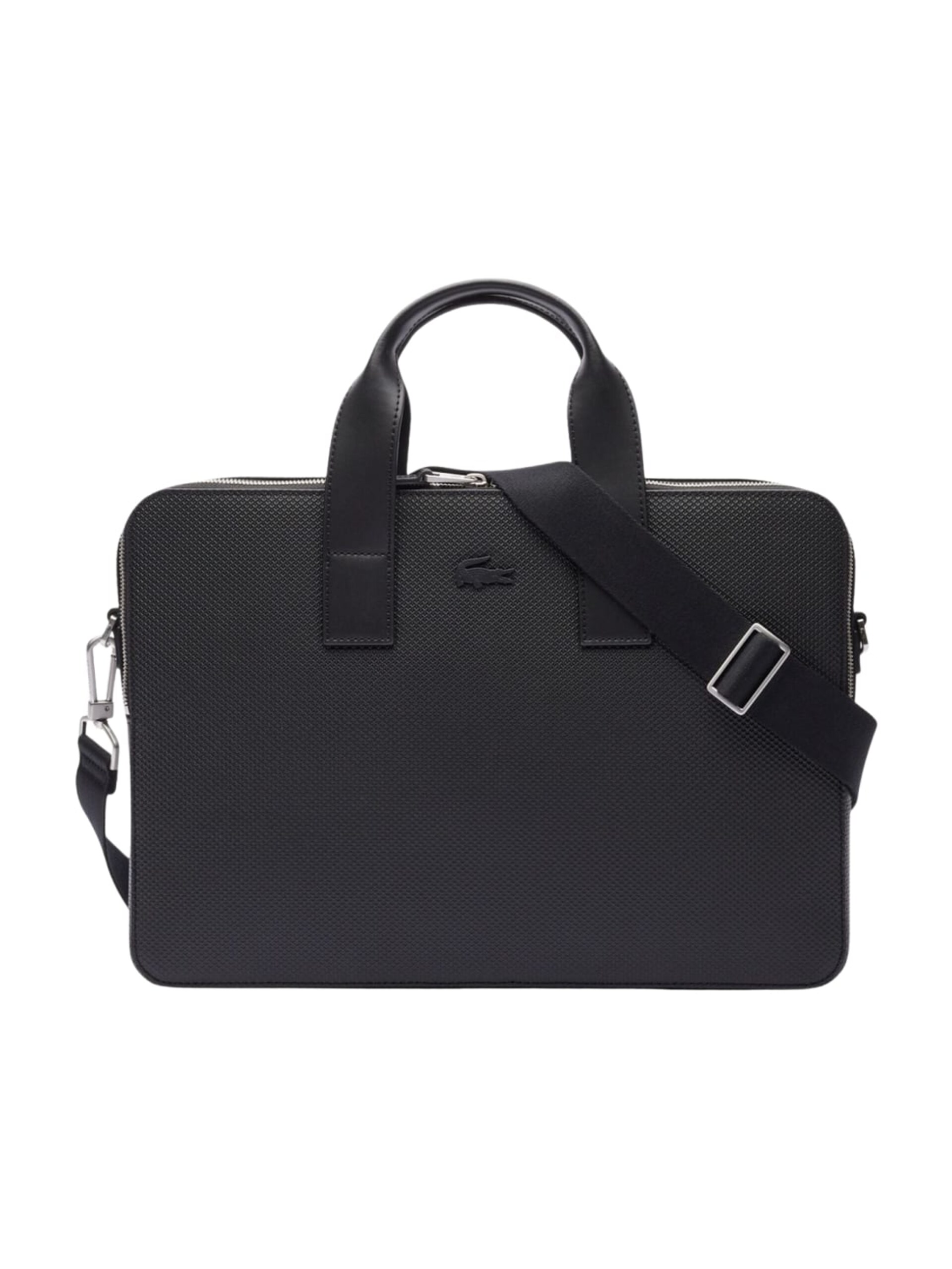 LACOSTE Handväska 'Lacoste Sac ordinateur Chantaco en Cuir Noir' dam