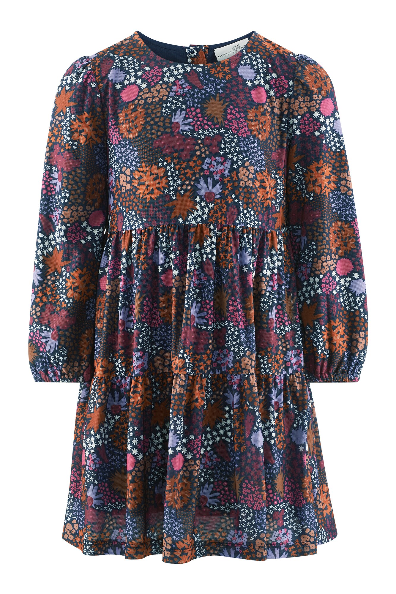 happy girls Rochie  bleumarin / mov zmeură / portocaliu mandarină / alb