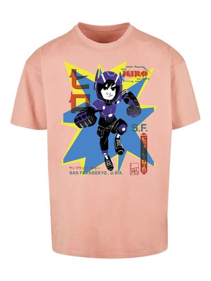 F4NT4STIC Shirt ‘Big Hero 6 Hiro Manga’ Blauw / Lila / Poederroze / Zwart