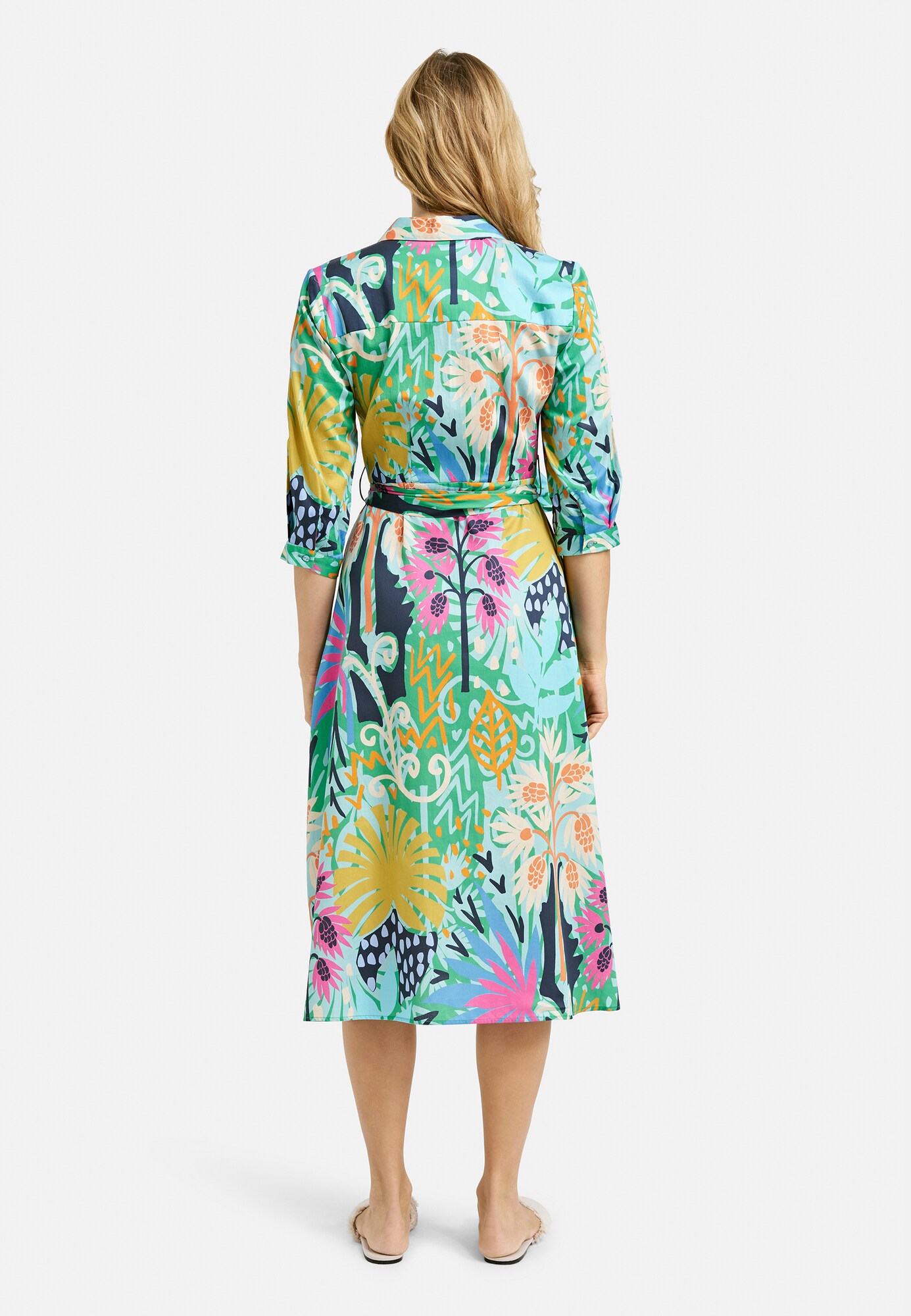 Thumbnail - Milano Italy Gemustertes Hemdblusenkleid mit 3/4-Ärmeln