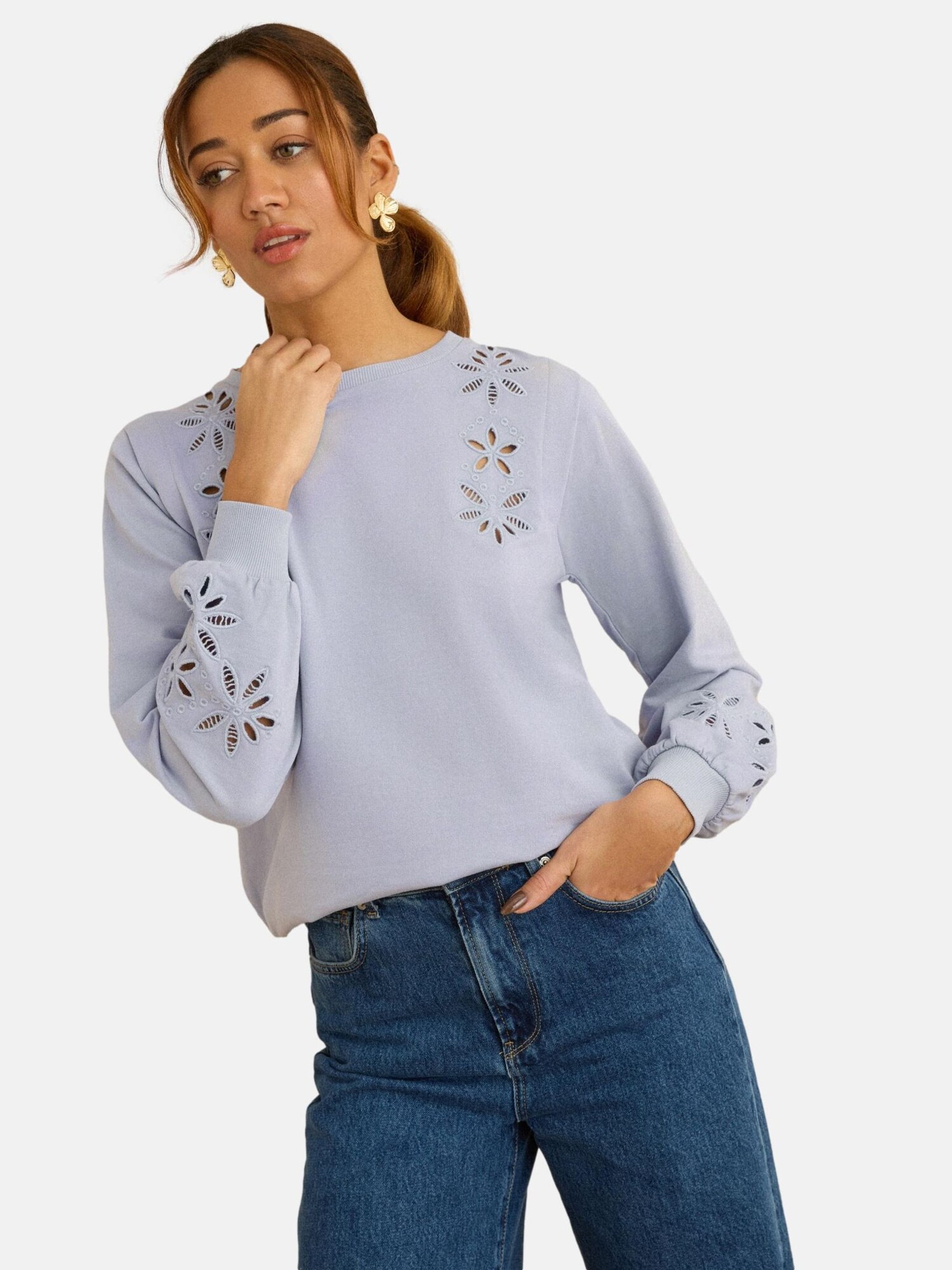 love & roses Bluză de molton  albastru porumbel