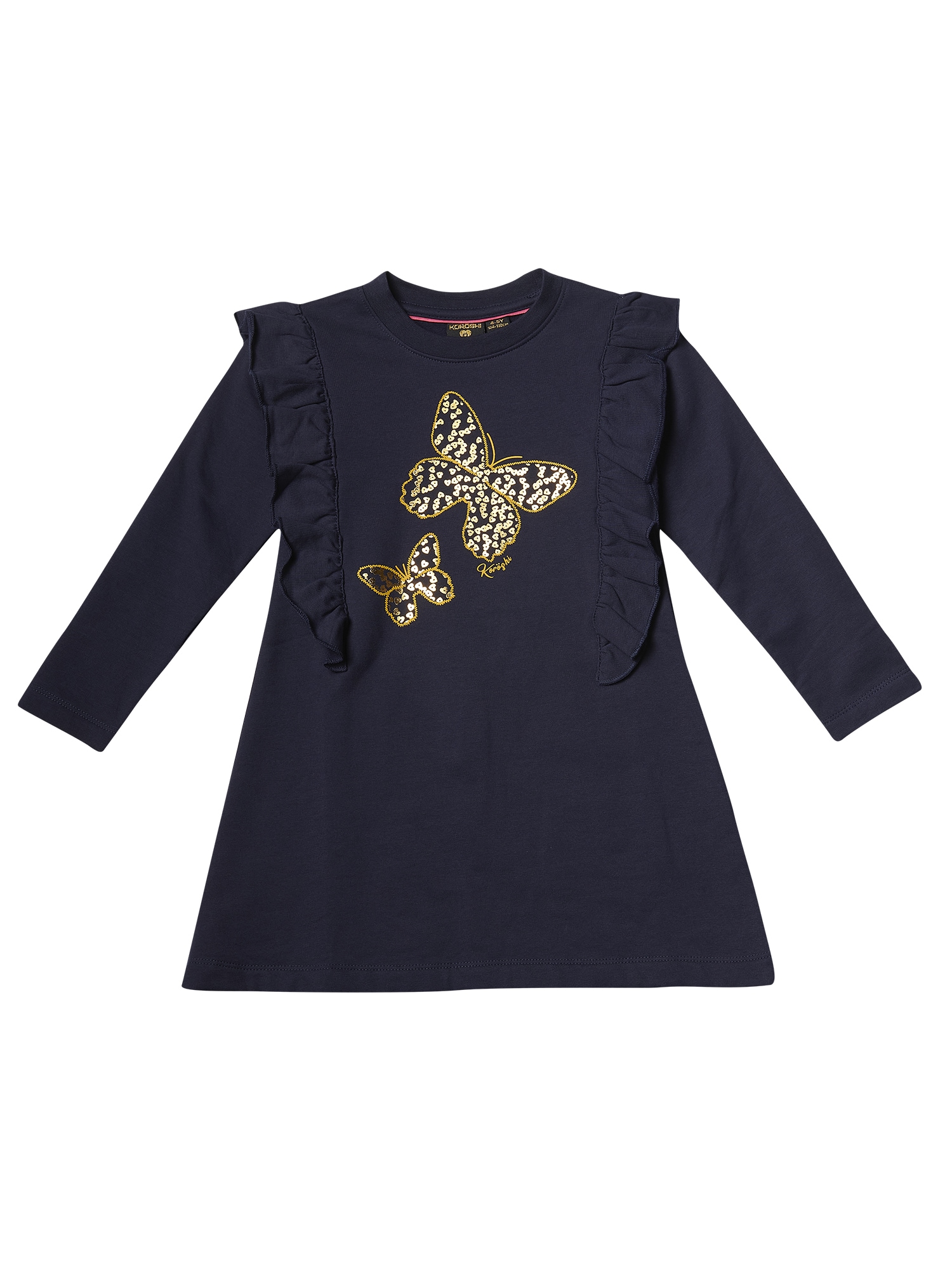 KOROSHI Rochie  bleumarin / auriu