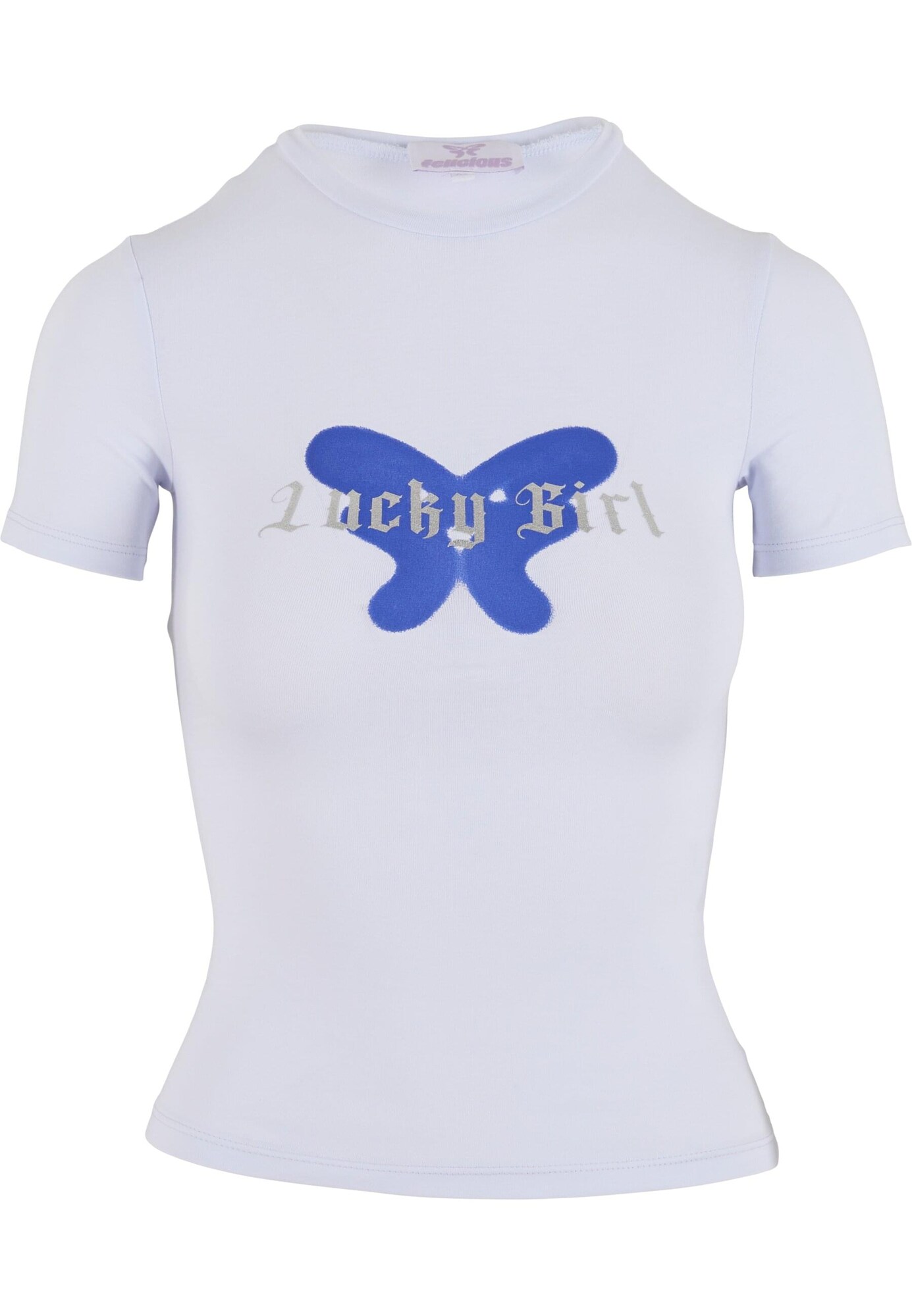 Felicious Tricou Lucky Girl   azur / argintiu / alb