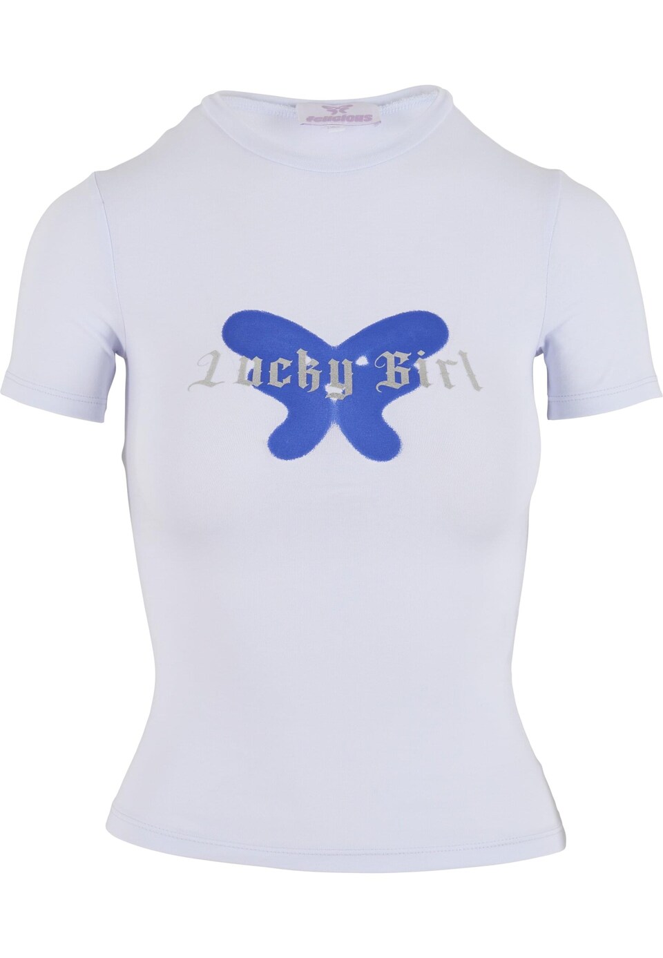 T-shirt 'Lucky Girl ' azur / silver