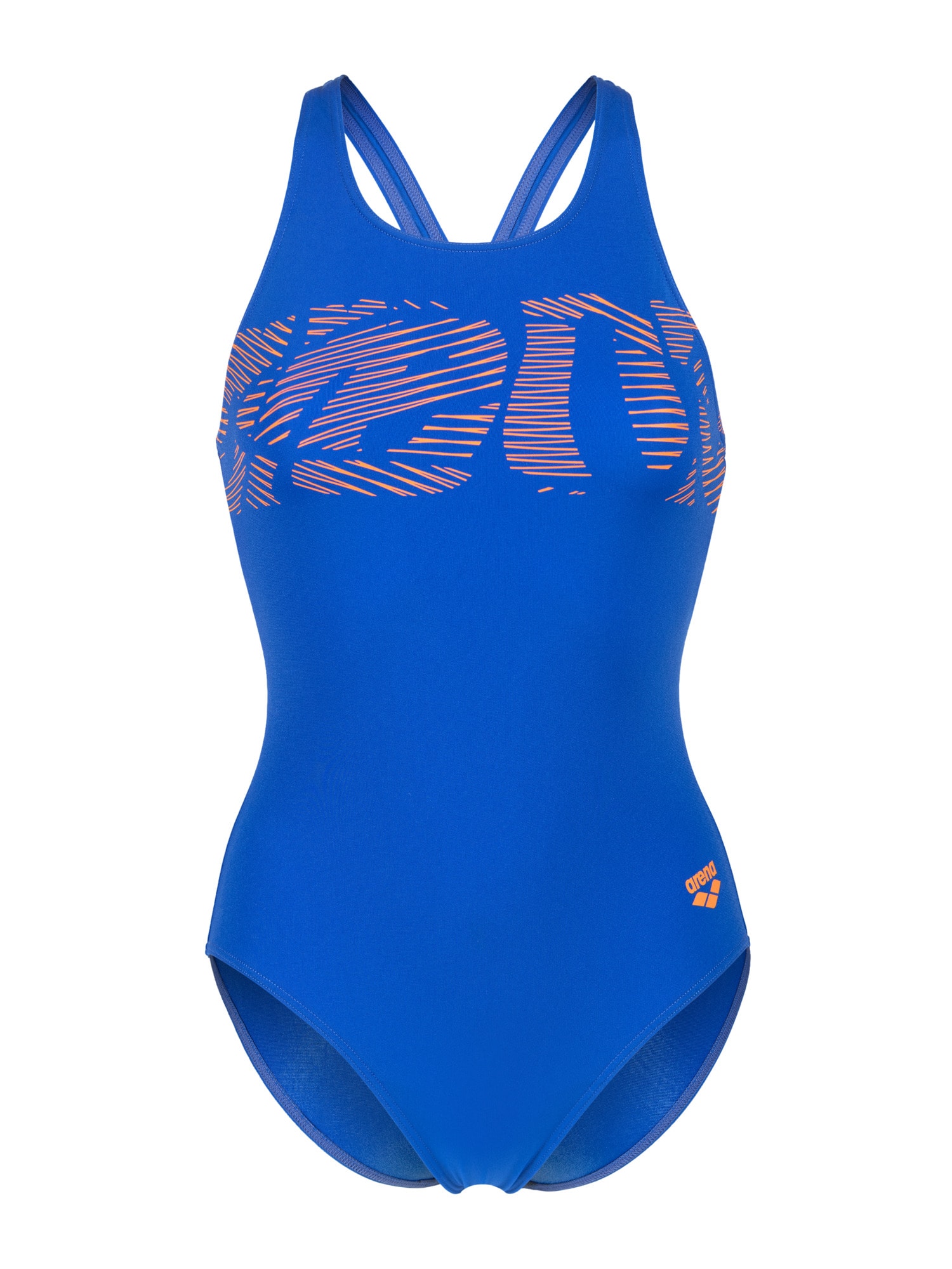 ARENA Costum de baie întreg Graphic V Back  albastru / mov neon